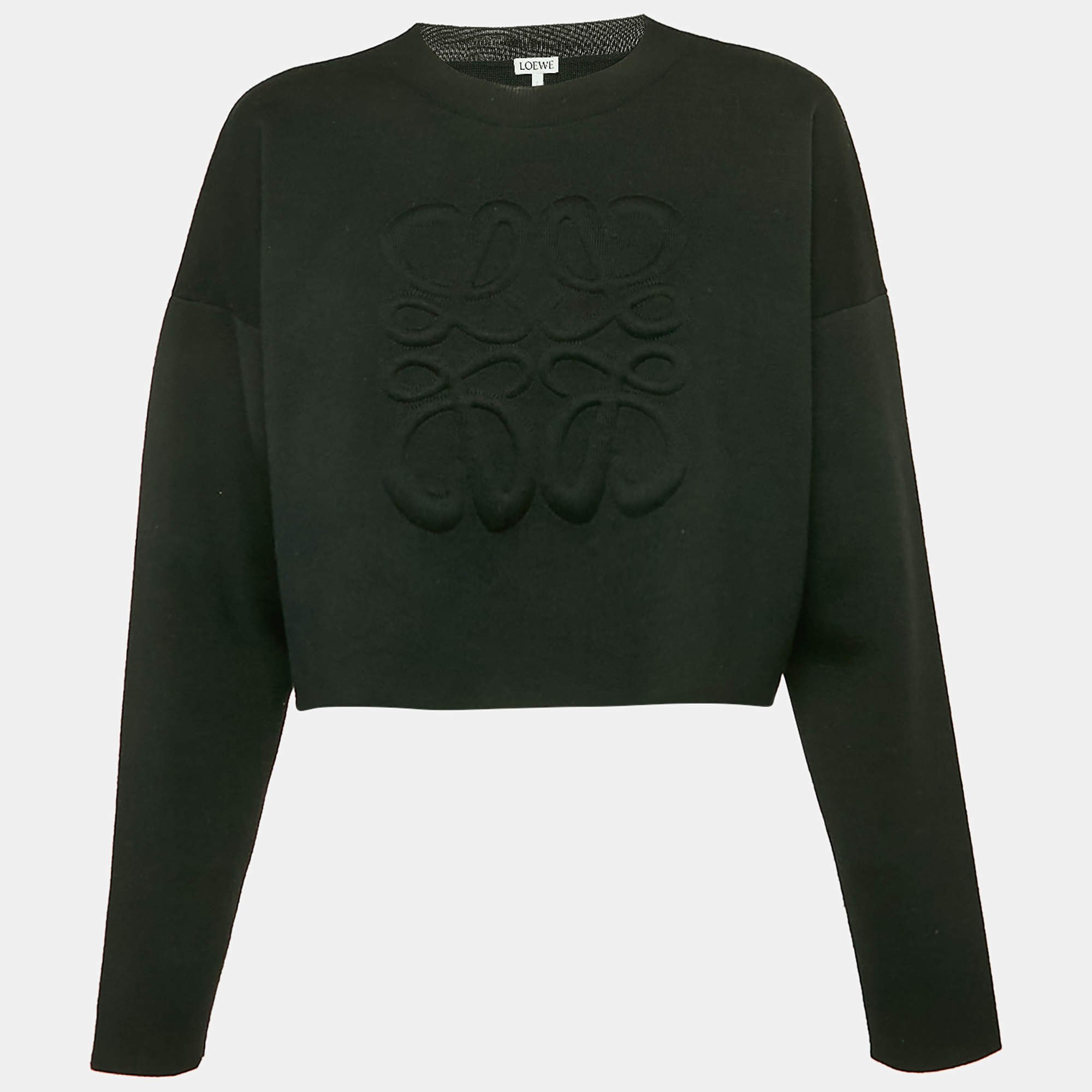 Loewe Black Padded 3D Anagram Wool Crewneck Sweatshirt M