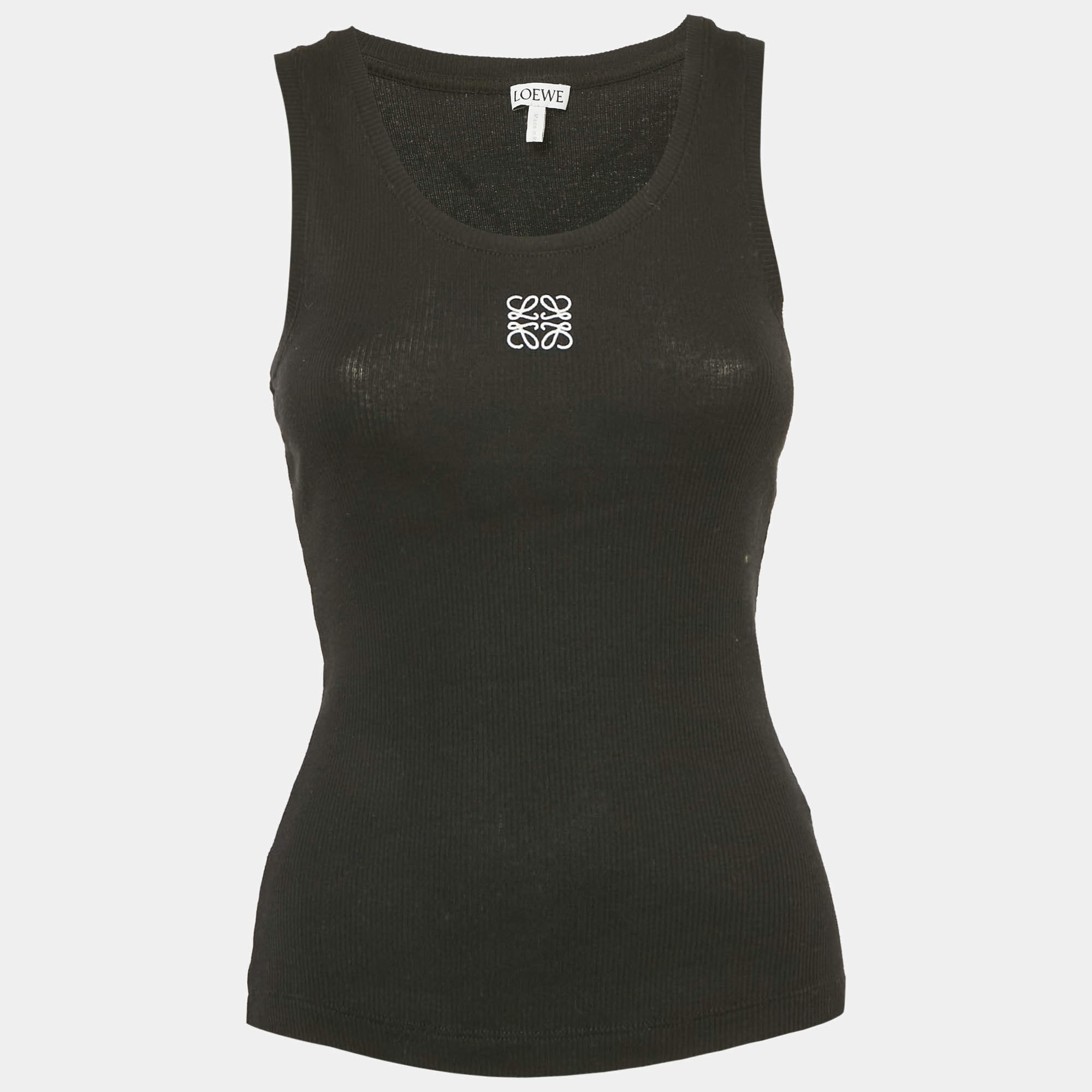 Loewe Black Anagram Embroidery Rib Knit Tank Top S