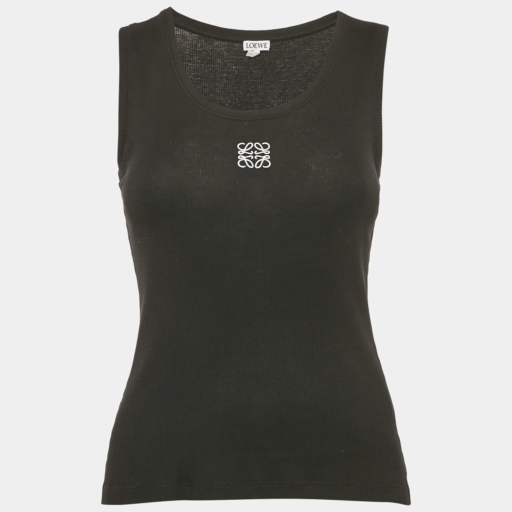Loewe Black Anagram Embroidery Rib Knit Tank Top S