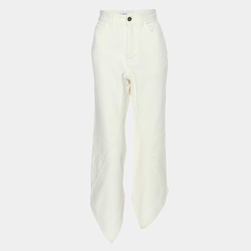 Loewe White Denim Asymmetric Hem Jeans S