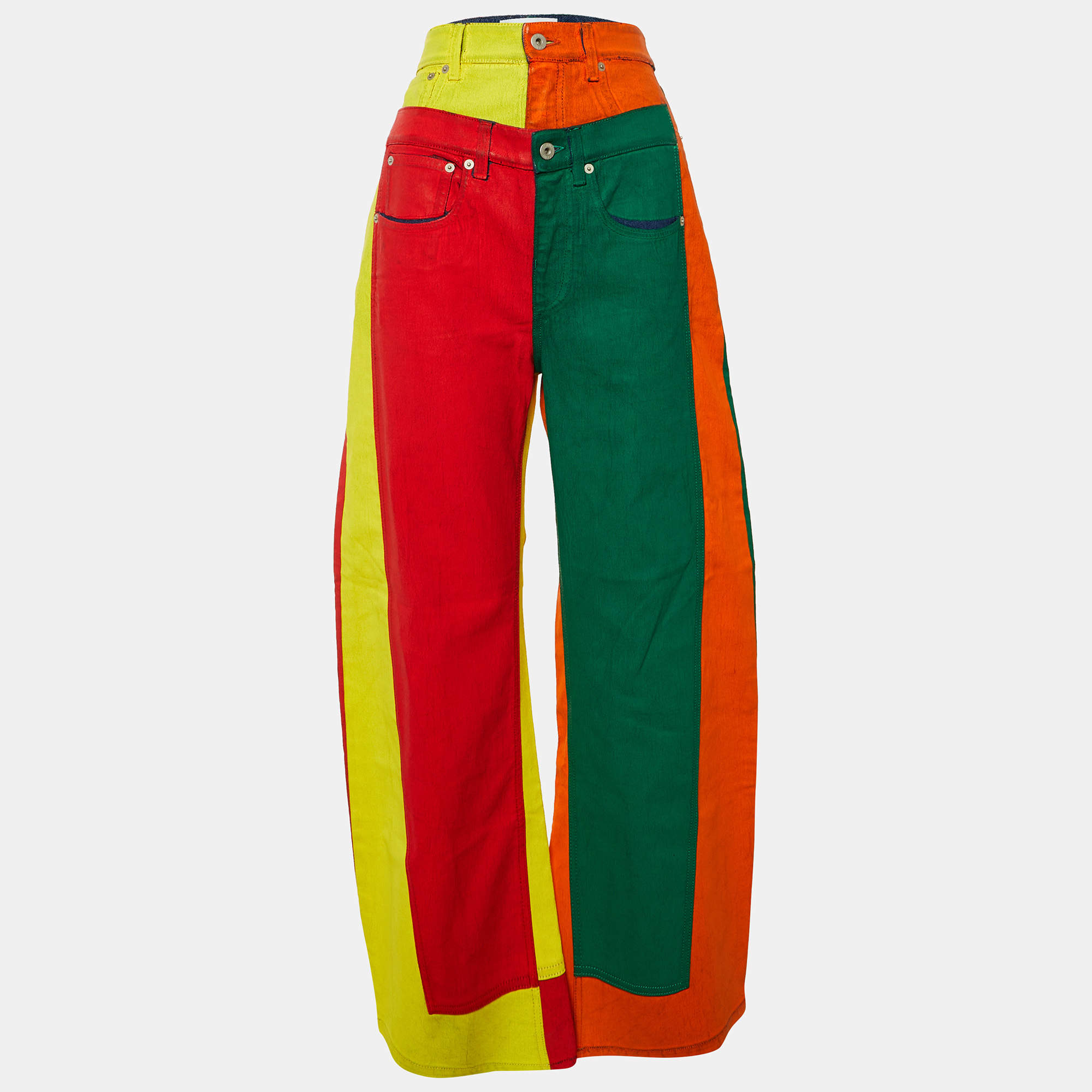 مملوكة مسبقًا Loewe Multicolor Patchwork Denim Wide Leg Jeans M/Waist 30"