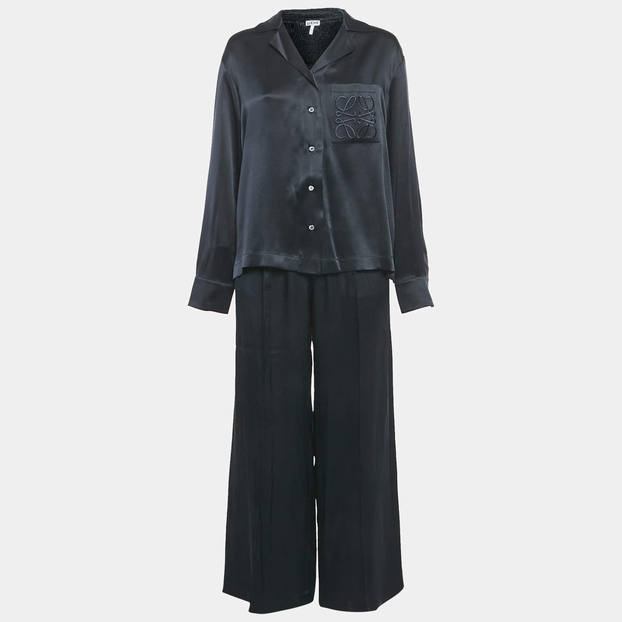 Pre Owned مجموعة لووي بطبعة شعار أناغرام من الساتان الأسود مقاس كبير / وسط