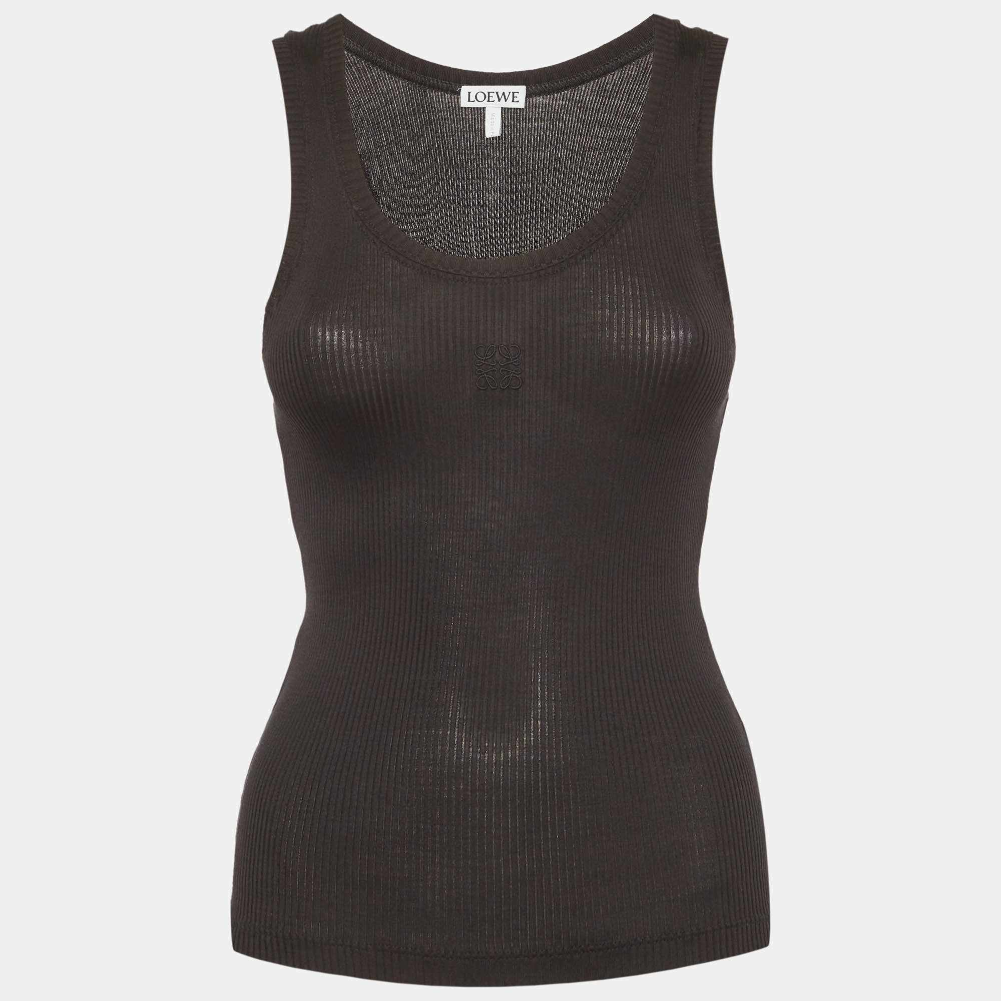 Pre Owned بلوزة بدون أكمام لويفي تطريز شعار أسود مضلع مقاس صغير