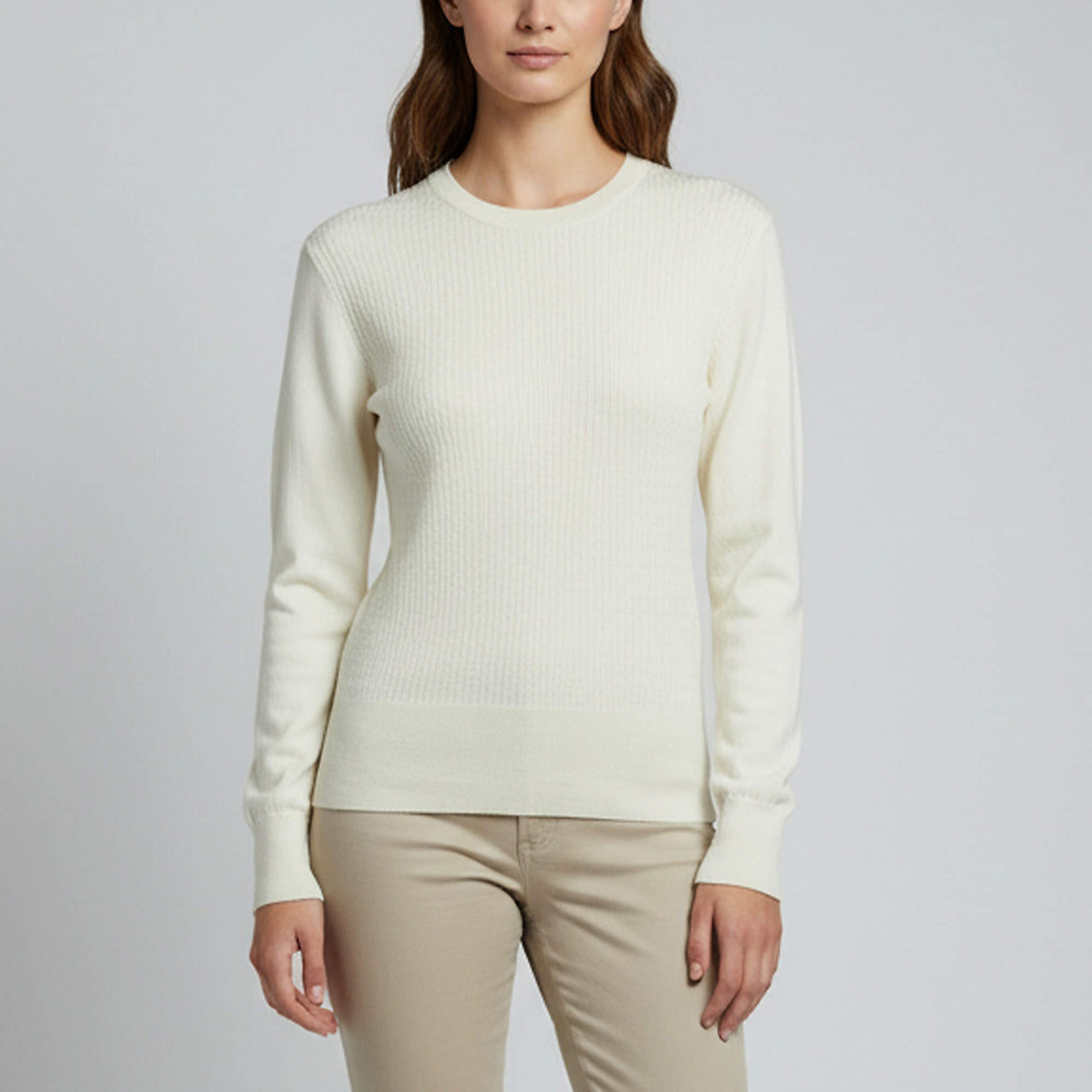 Pre Owned Loro Piana Cream Cashmere Crew Neck Sweater S