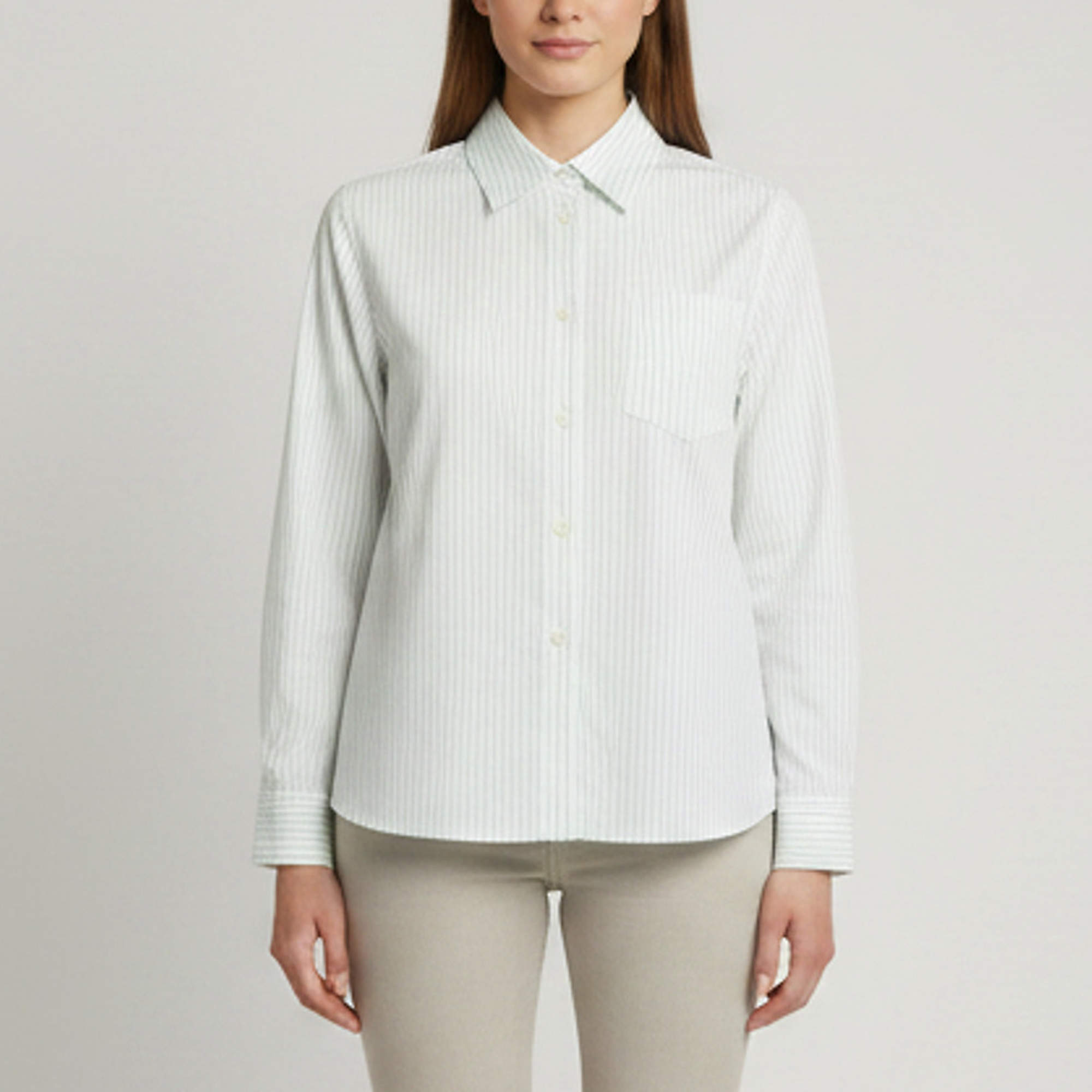 Pre Owned Loewe Green/White Striped Poplin Open-Back Tie Shirt M