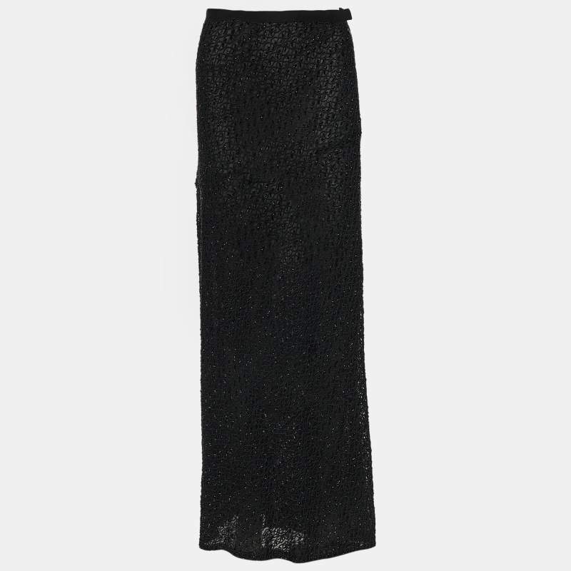 Loewe Black Bead Embellished Silk Maxi Skirt S