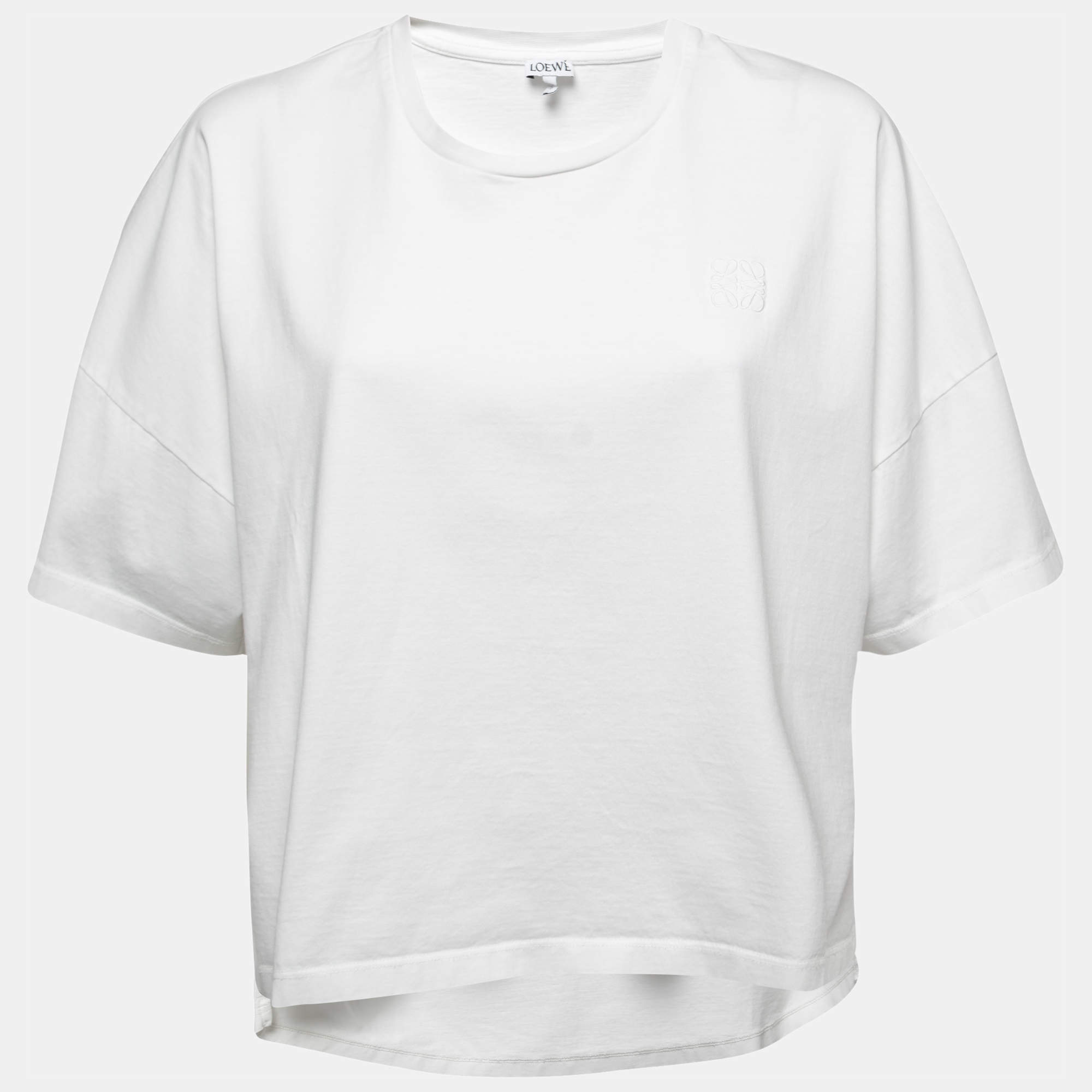 Loewe White Cotton Knit Crew Neck Boxy Fit T-Shirt M Loewe | The Luxury ...