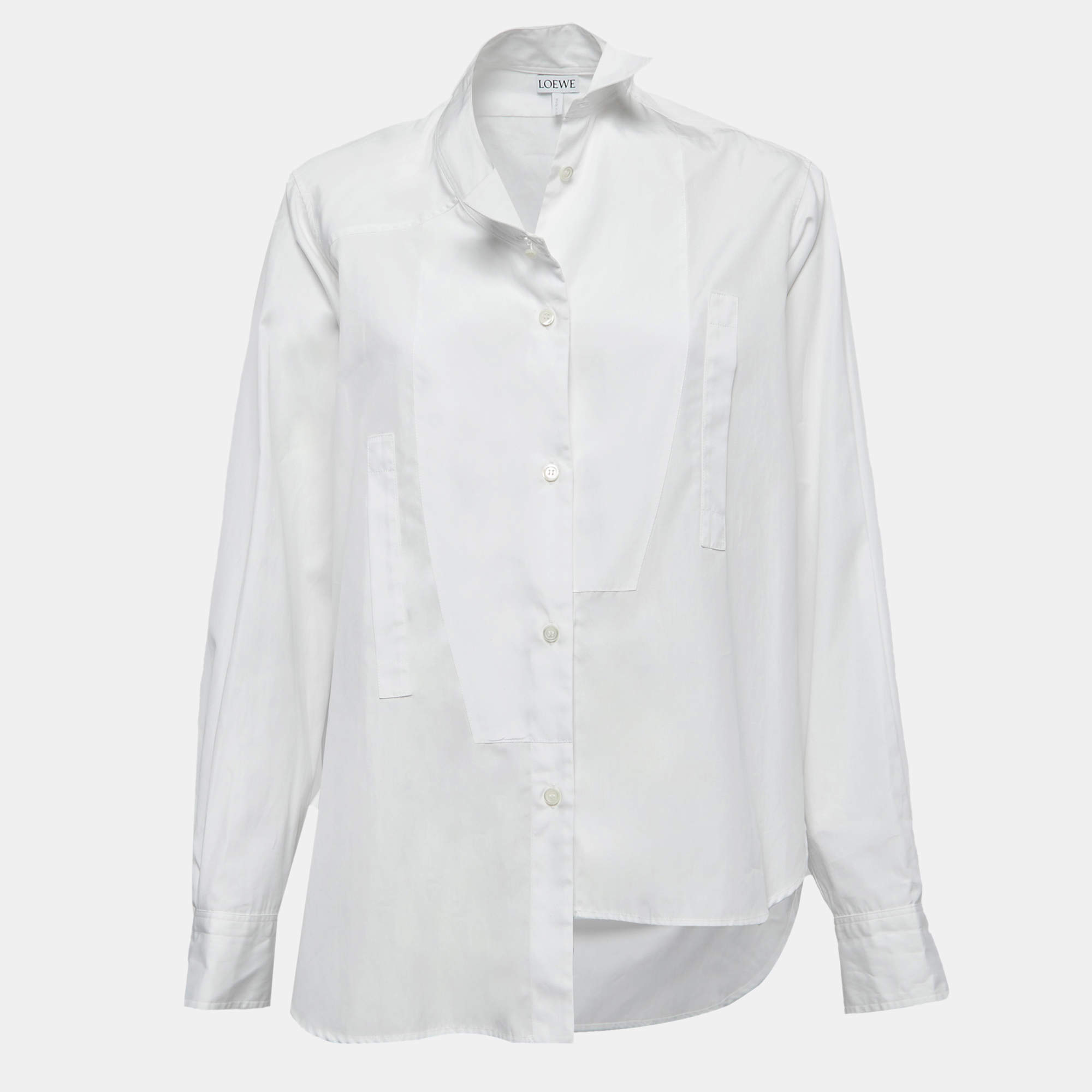 Loewe White Cotton Button Front Full Sleeve Oversized Shirt S