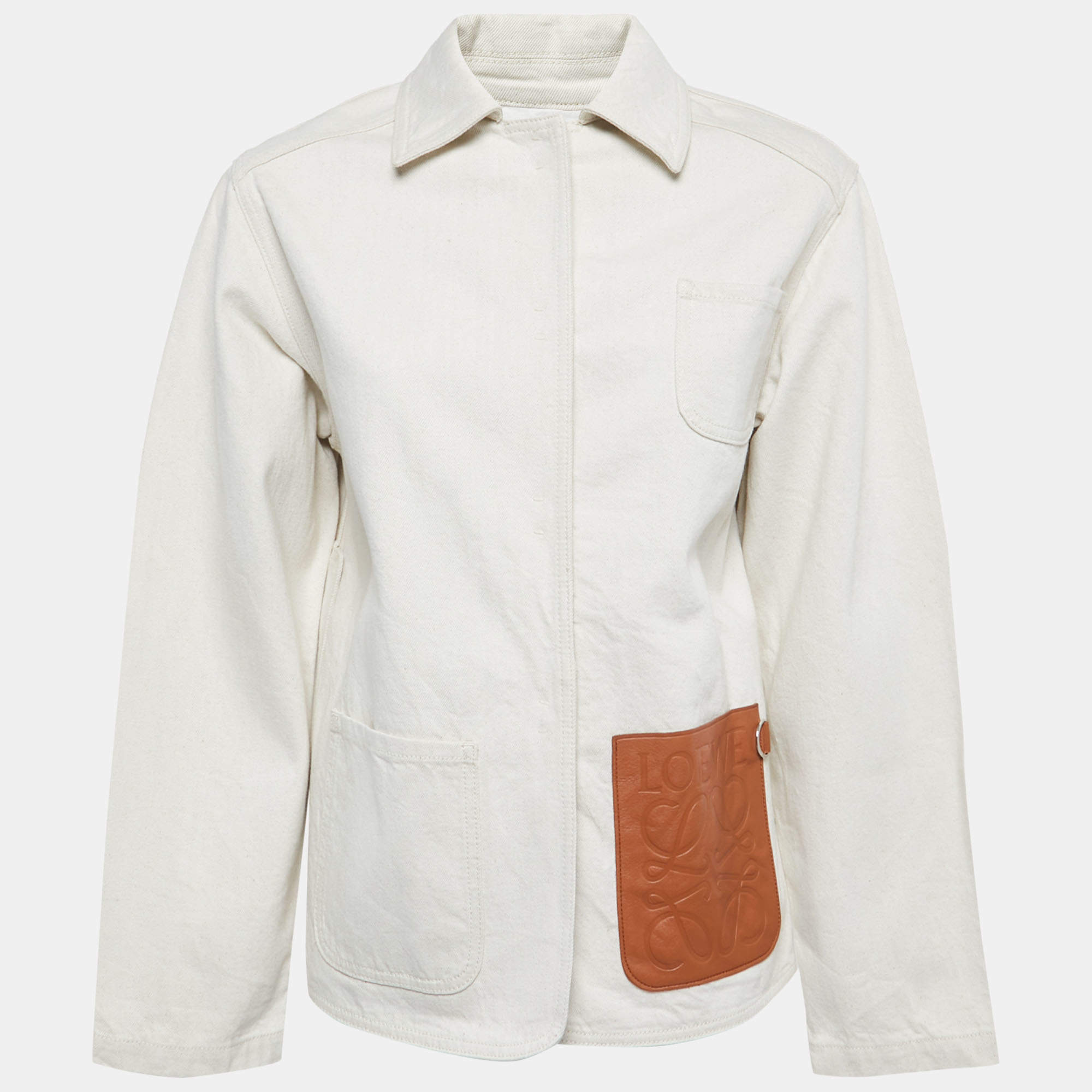 Pre Owned Loewe Off White Denim Workwear Jacket S