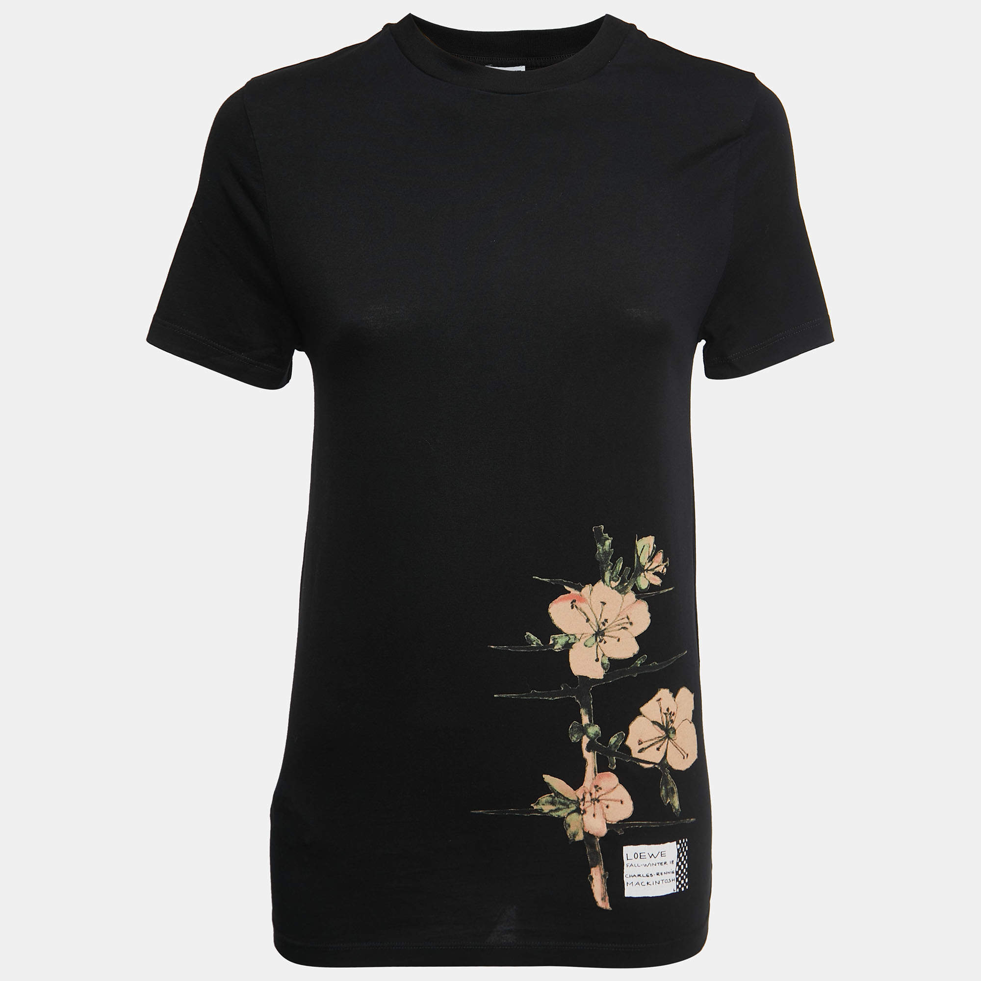 Loewe Black Floral Printed Cotton T-Shirt XS Loewe | TLC