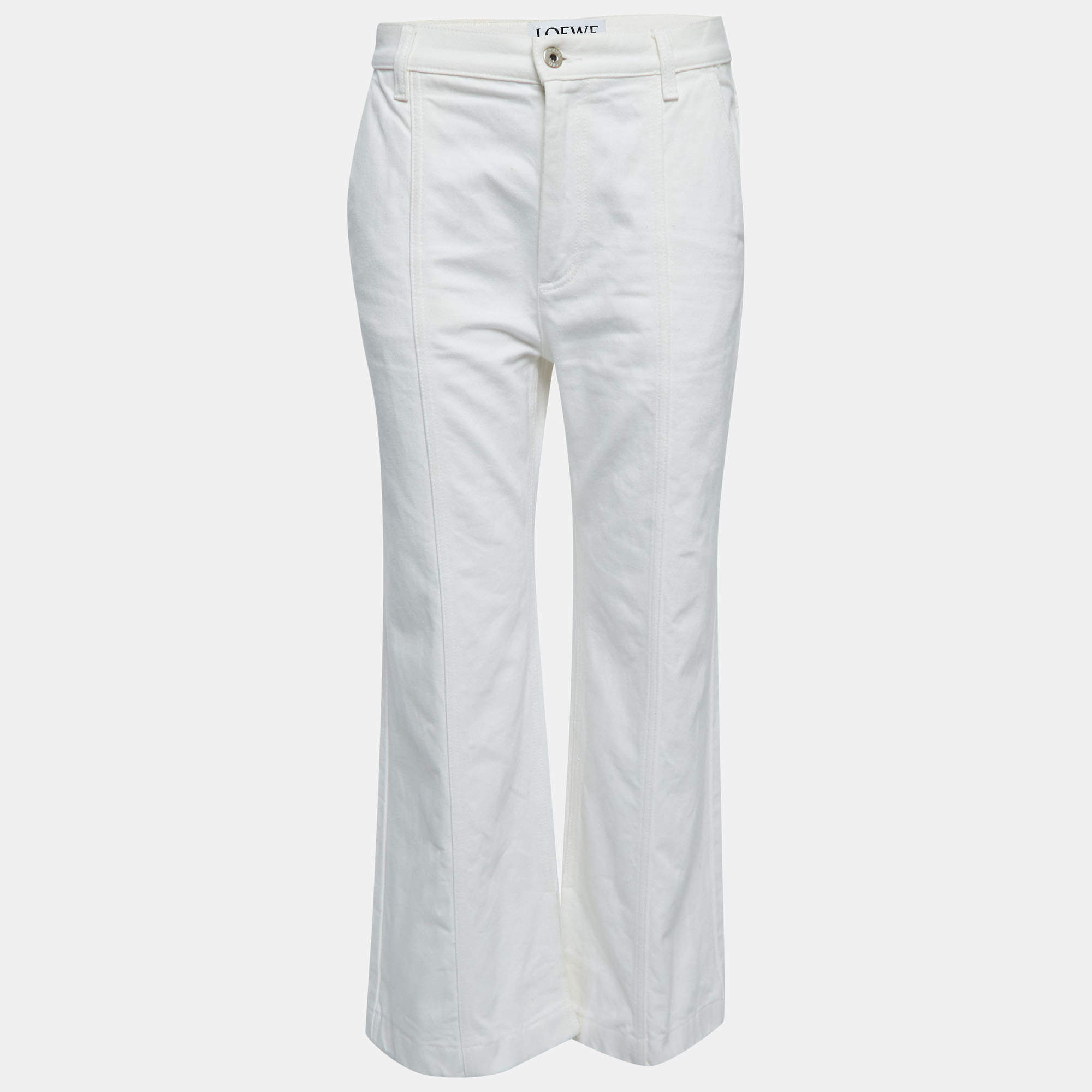 Pre Owned Loewe White Denim Wide-Leg Jeans M Waist 28"