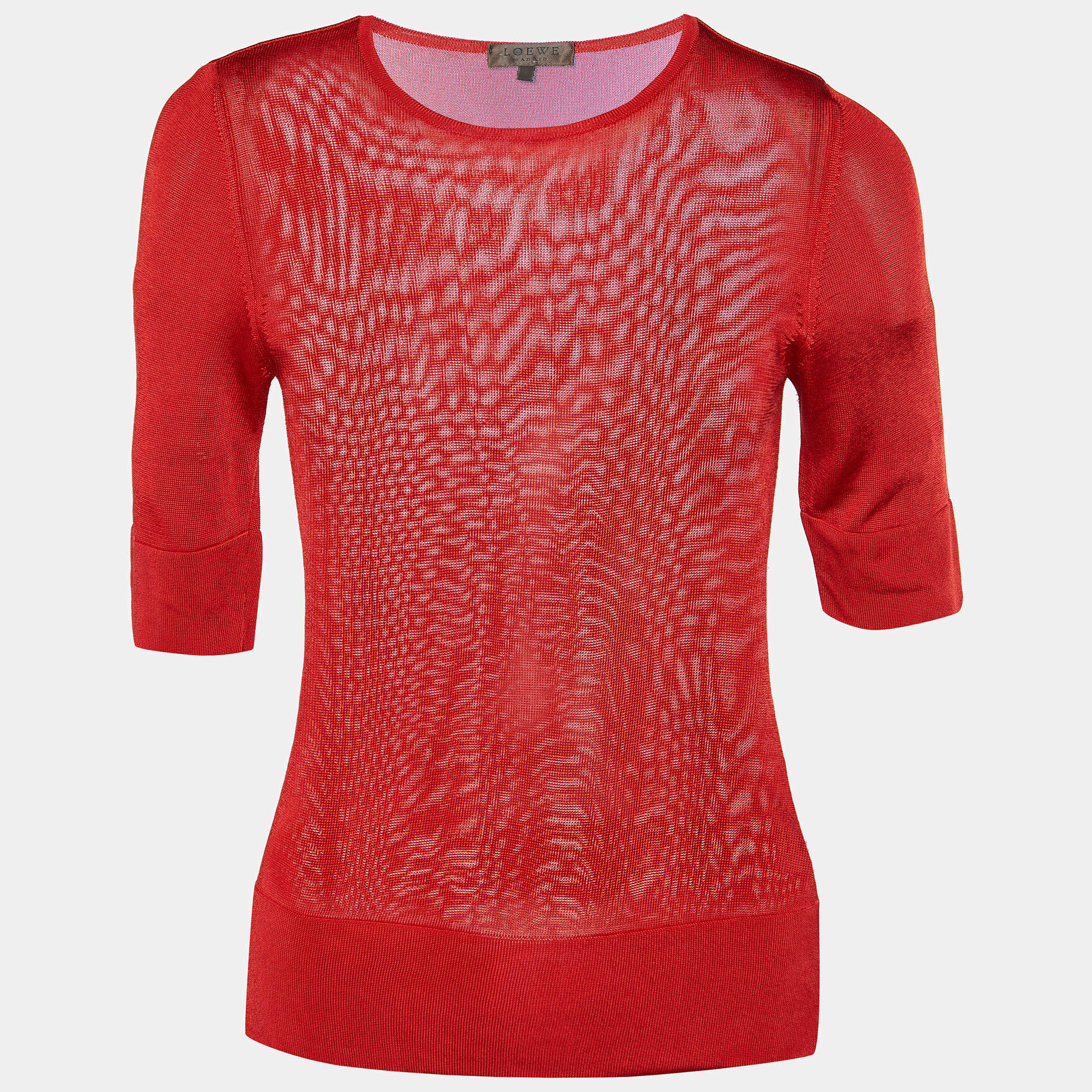 مملوكة مسبقًا Loewe Vintage Red Knit Crew Neck Top S