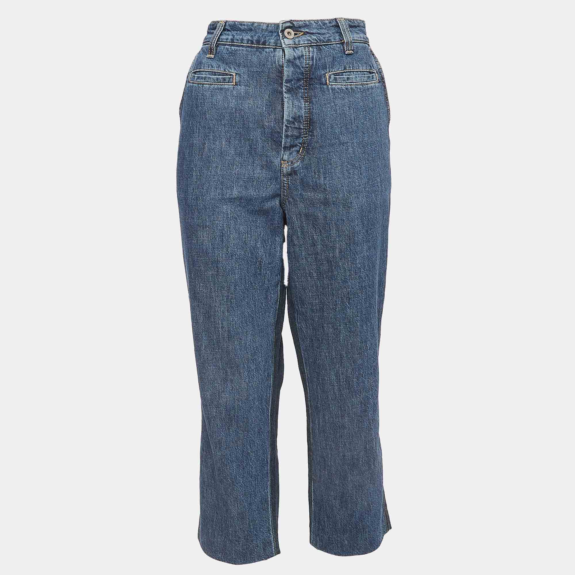 Pre Owned Loewe Blue Washed Denim Buttoned Jeans M Waist 30"