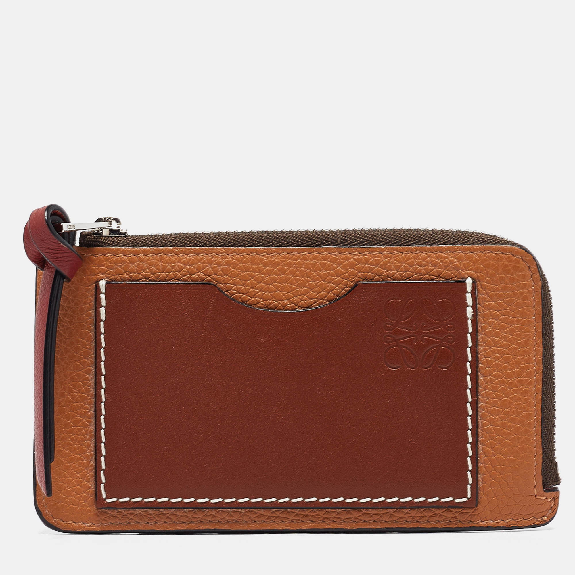 Loewe Brown Leather Zip Card Holder 