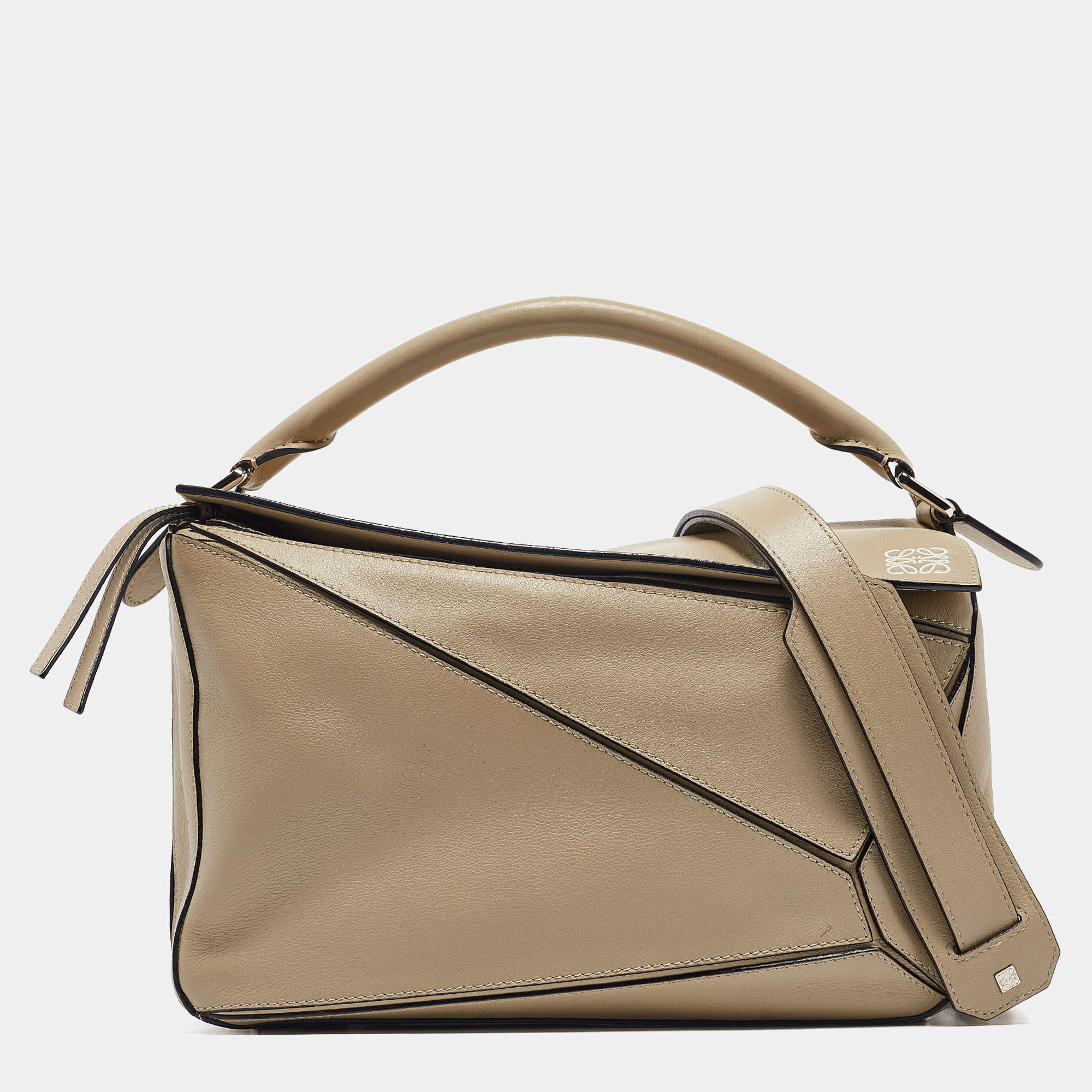 Pre Owned Loewe Beige Leather Medium Puzzle Shoulder Bag