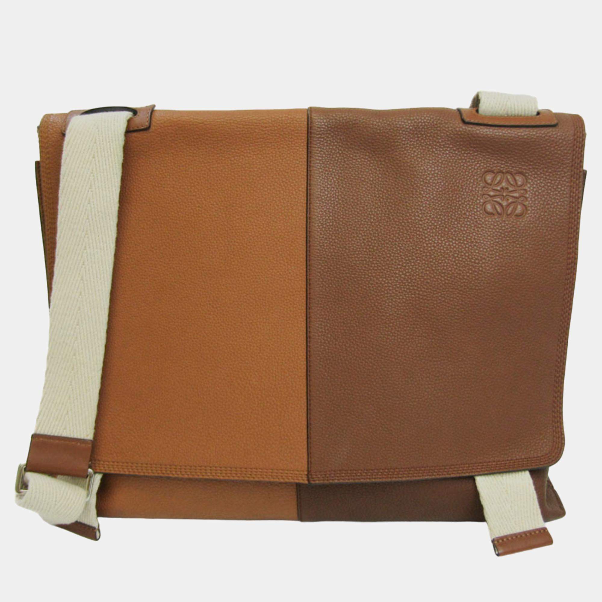 Loewe Brown Leather Easy Messenger Flap Bag