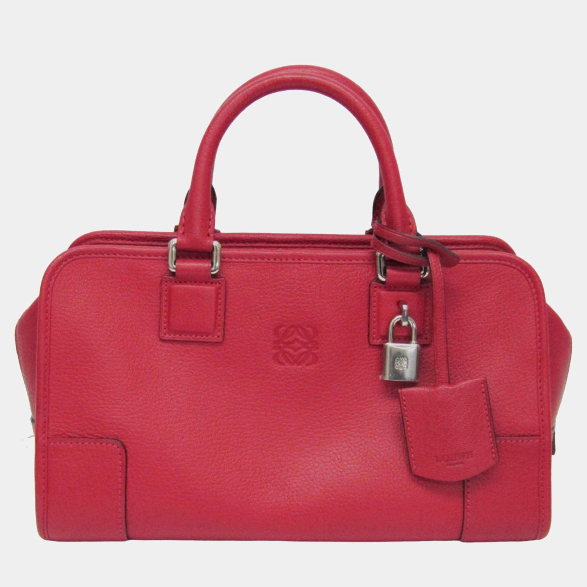 Loewe Pink Red Leather Amazona 28 Satchel