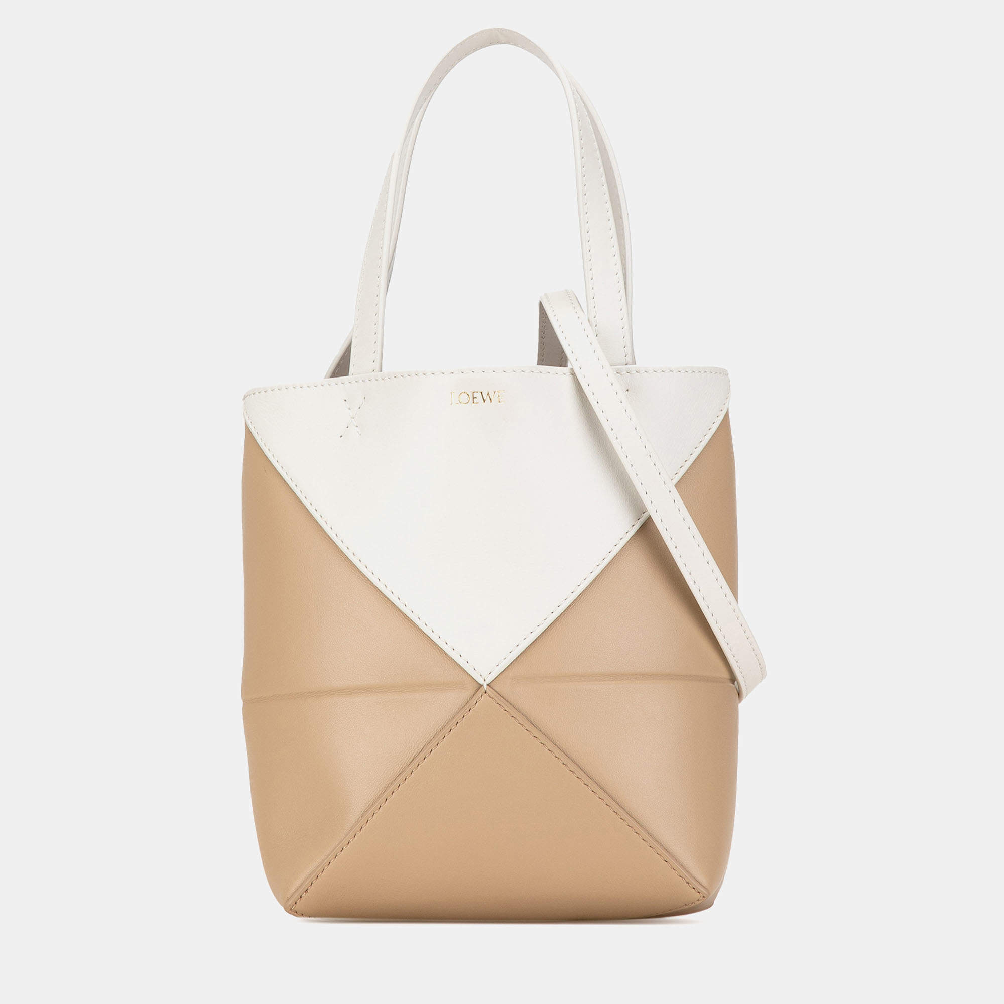 Loewe Bicolor Leather Mini Puzzle Fold Tote Bag