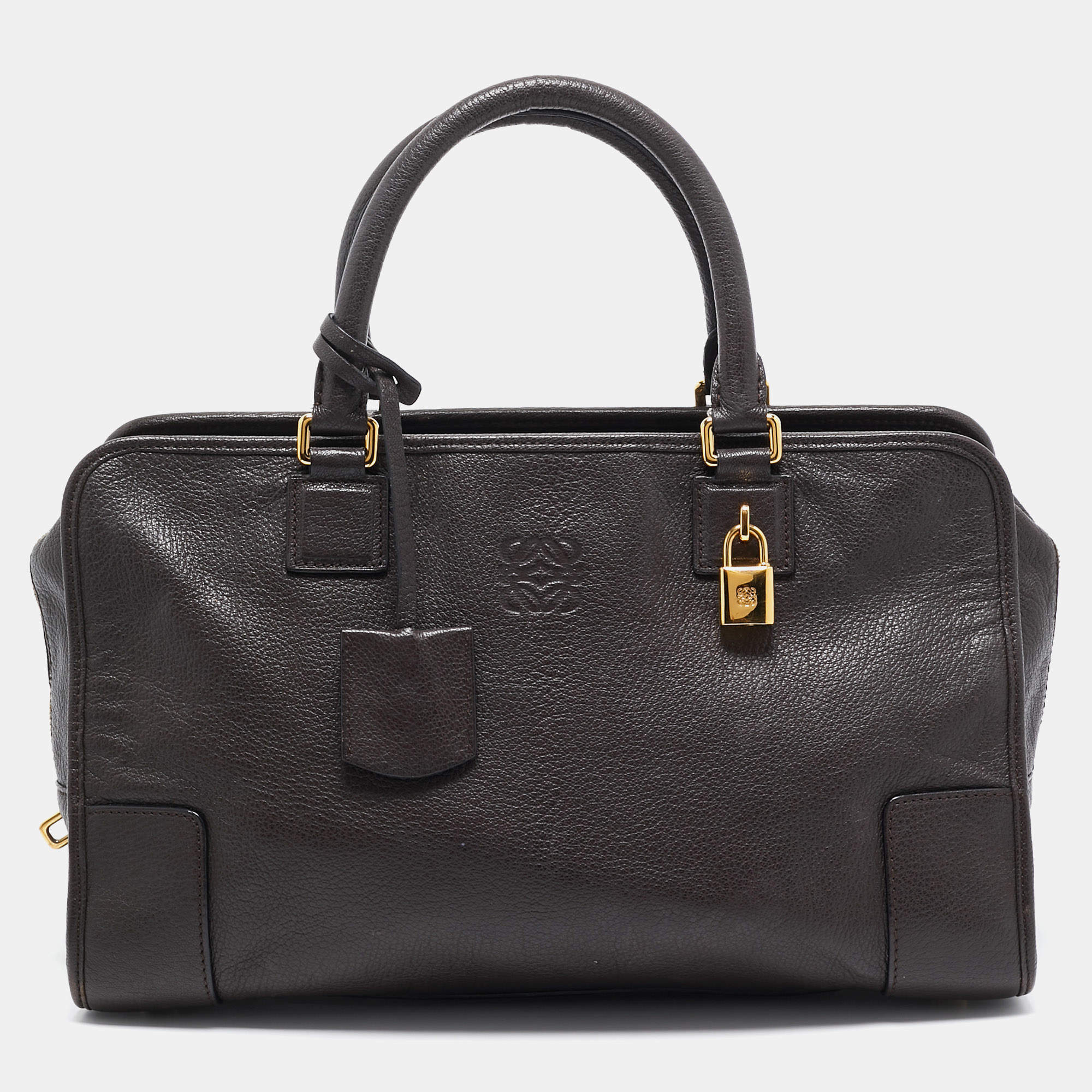 Loewe Dark Brown Leather Medium Amazona Satchel