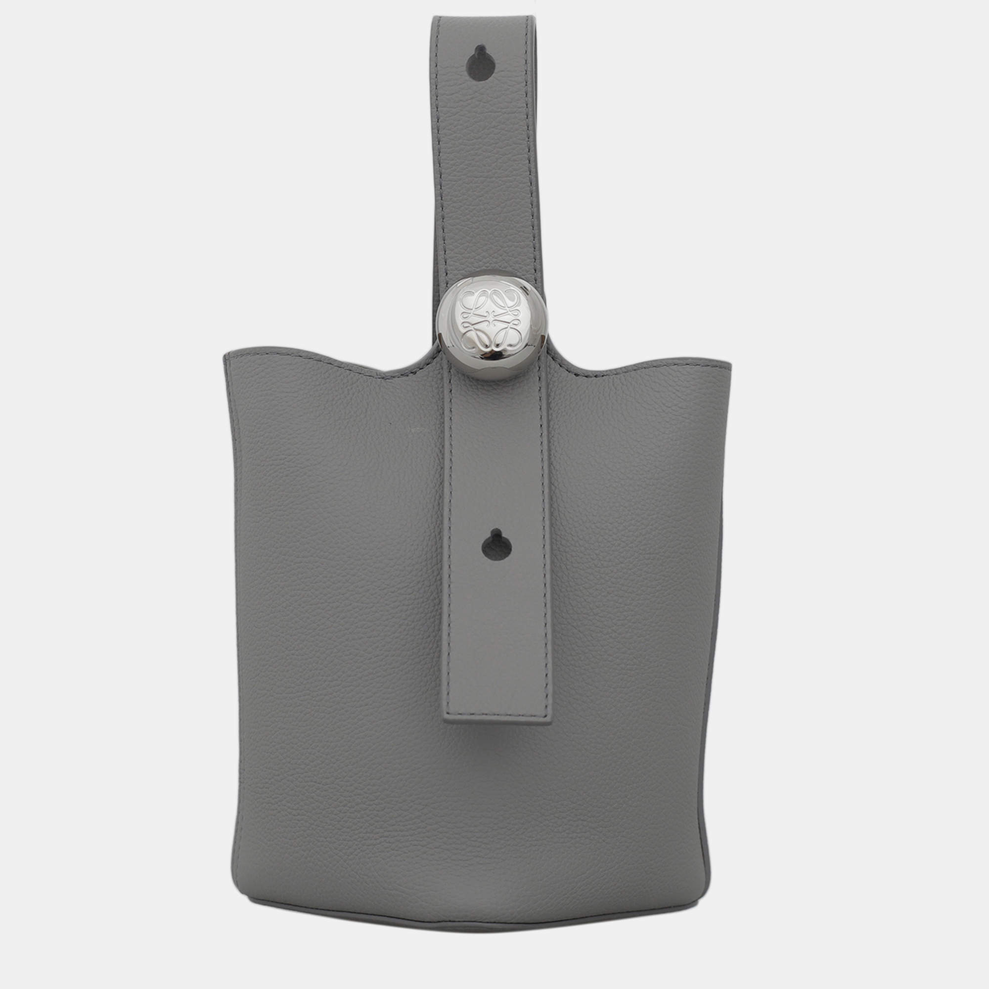 Loewe Grey Mini Pebble Leather Bucket Crossbody Bag