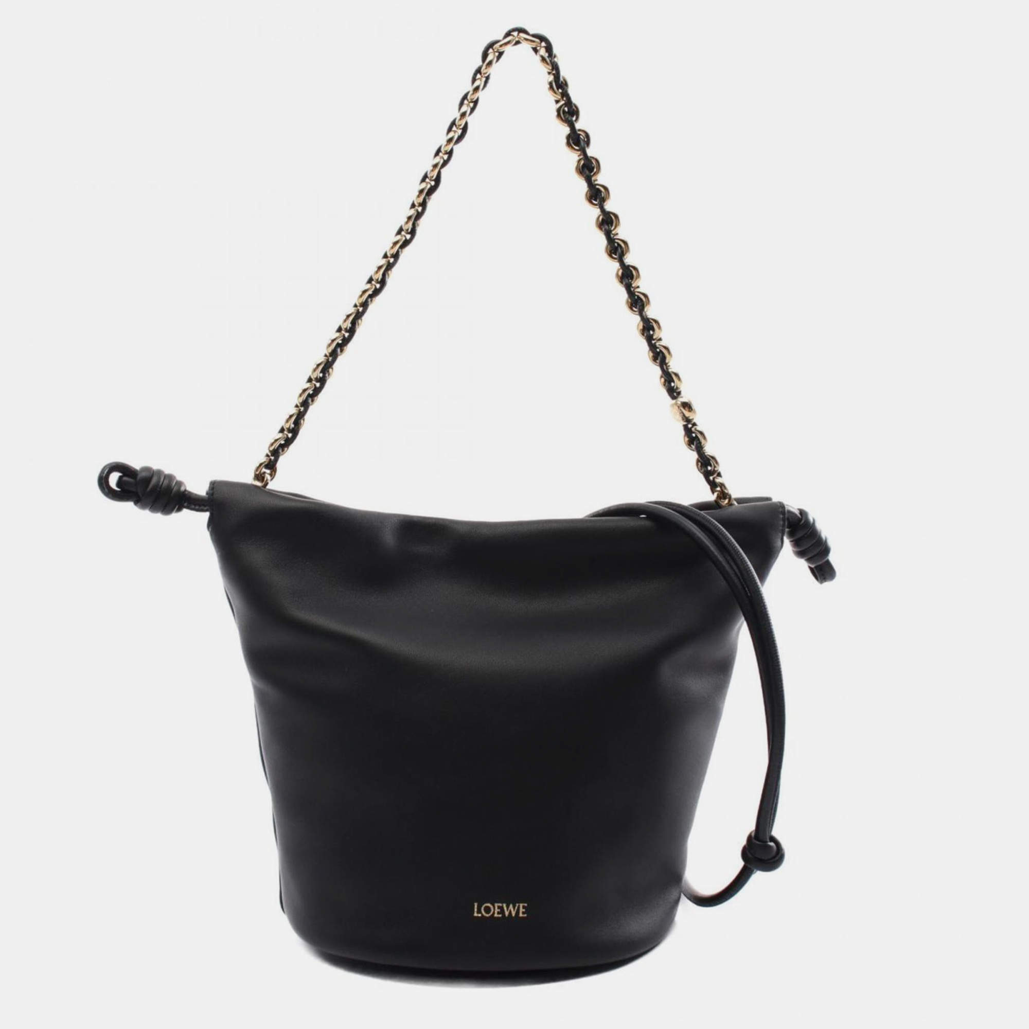 Loewe Leather Black Flamenco Purse Bucket Bag