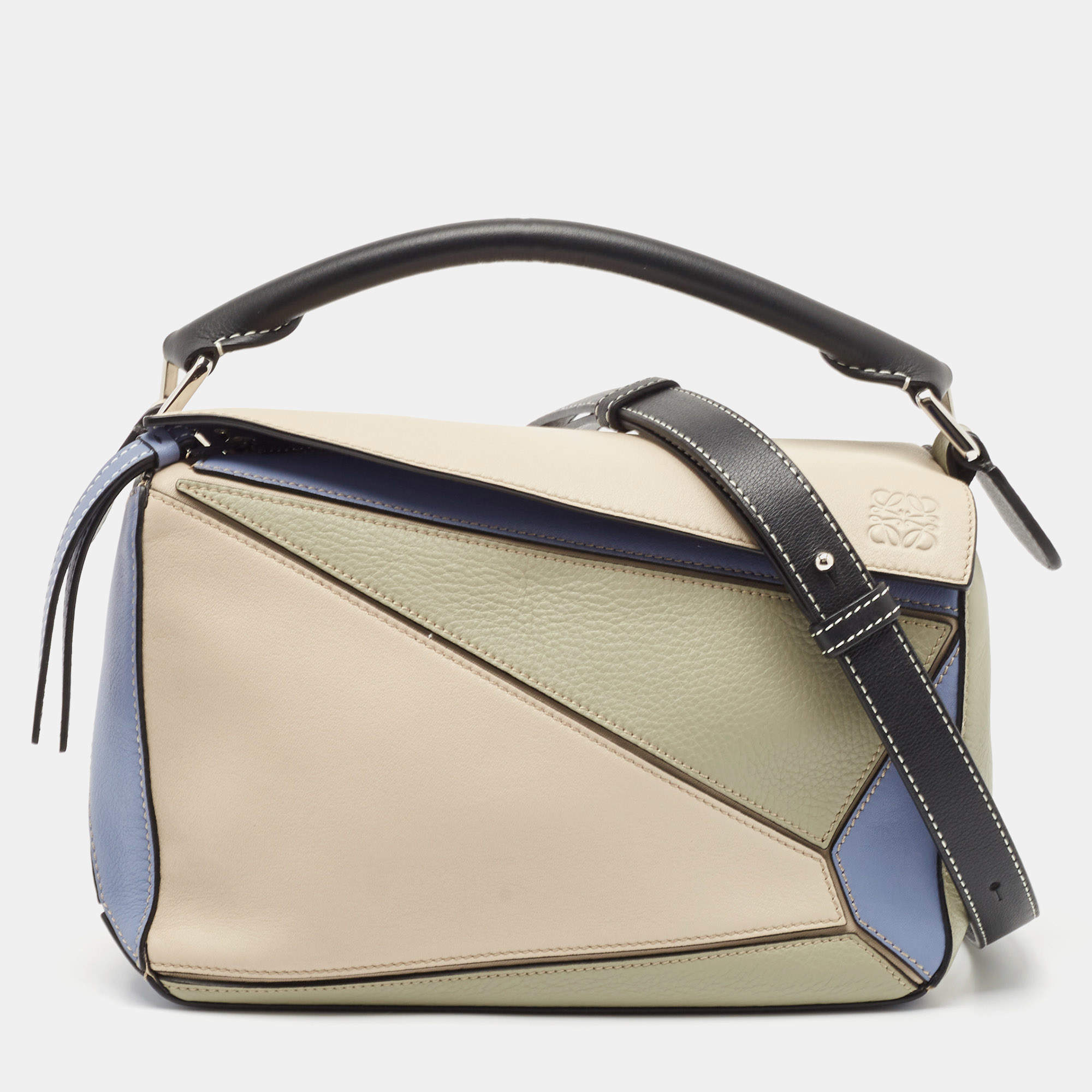 Loewe Tri Color Leather Small Puzzle Top Handle Bag