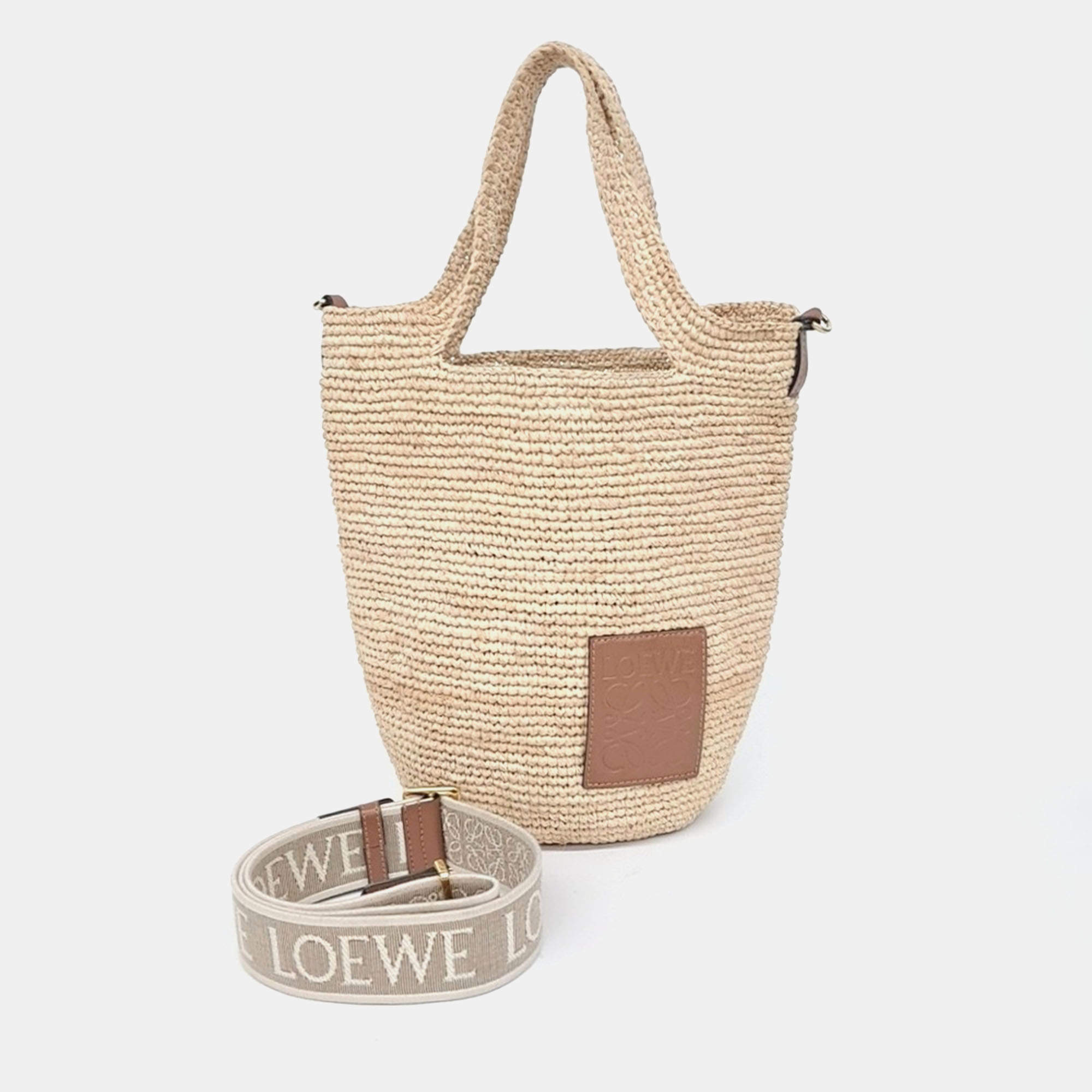 مملوكة مسبقًا Loewe Beige Raffia Raffia Mini Slit Bag