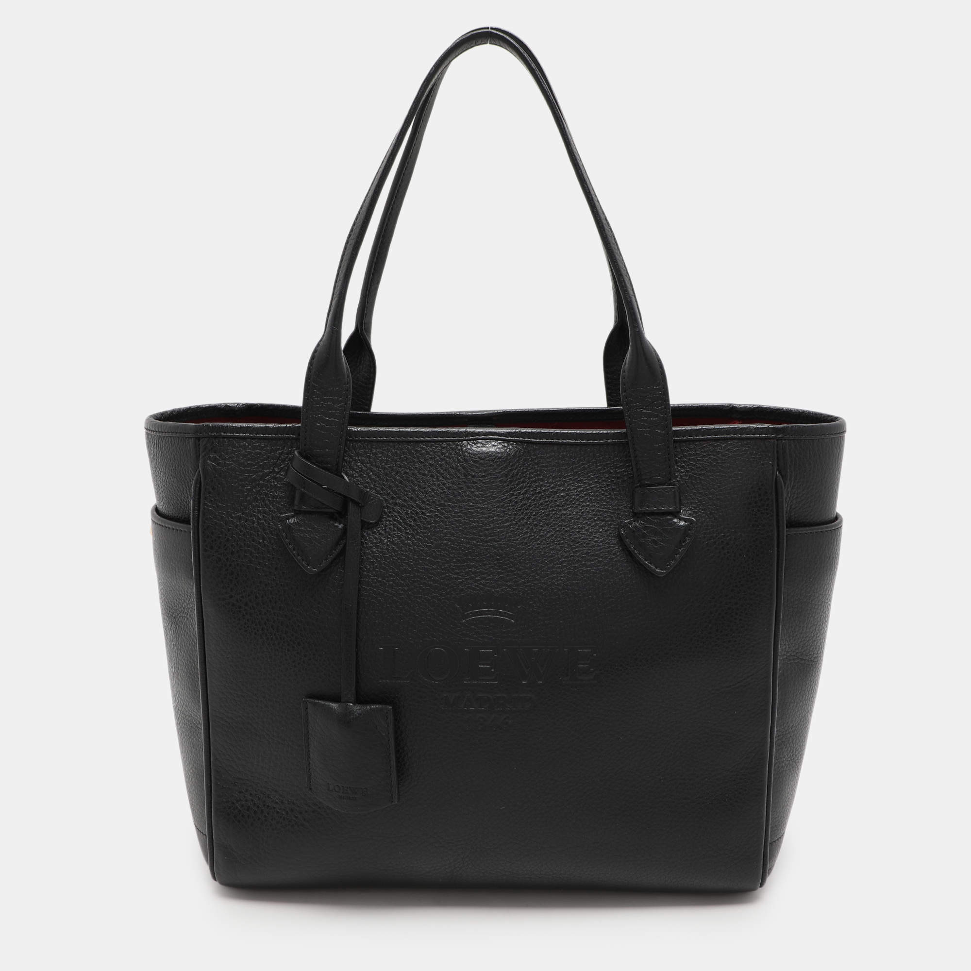 Pre Owned Loewe Black Leather Heritage Shopper Tote