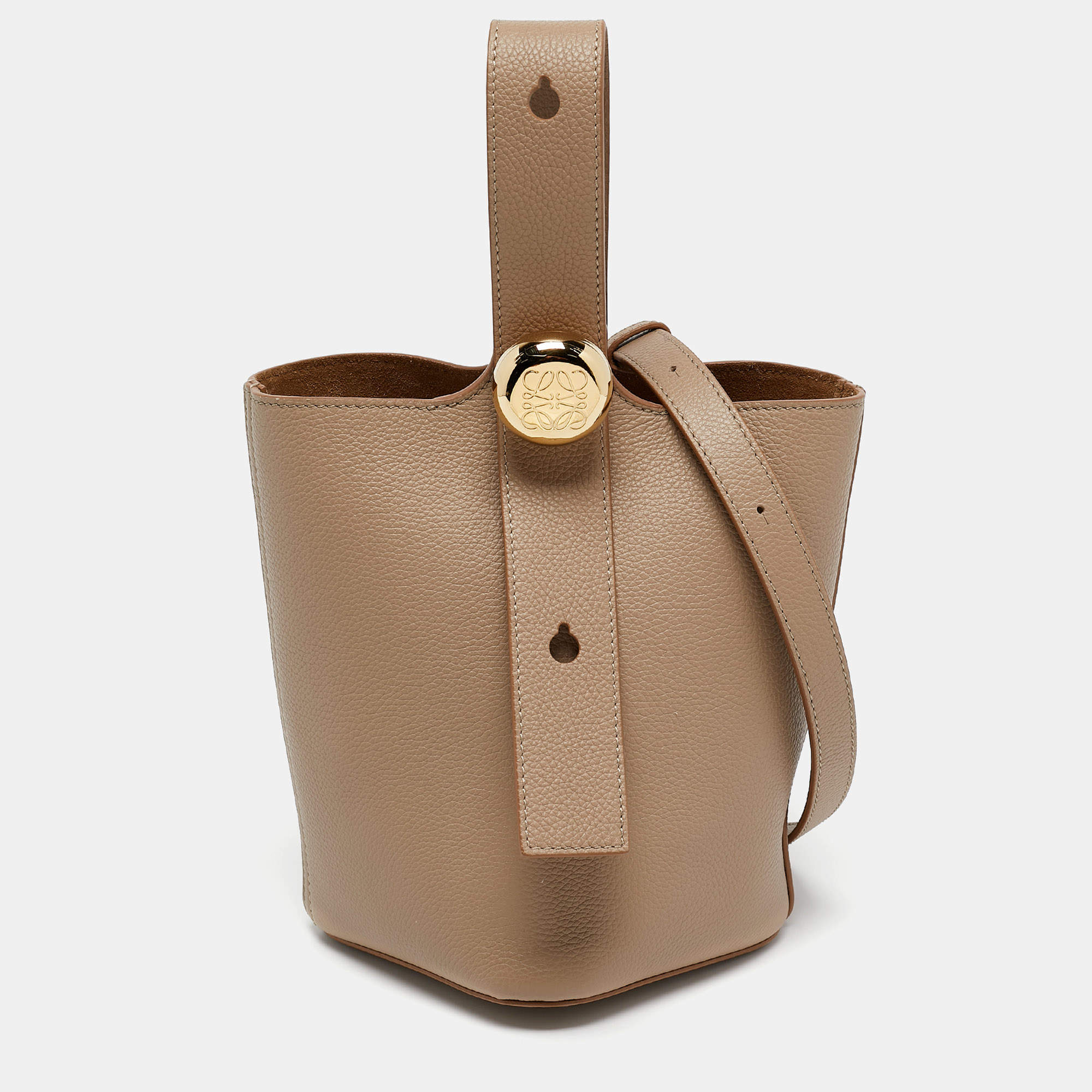 Loewe Beige Leather Mini Bucket Bag