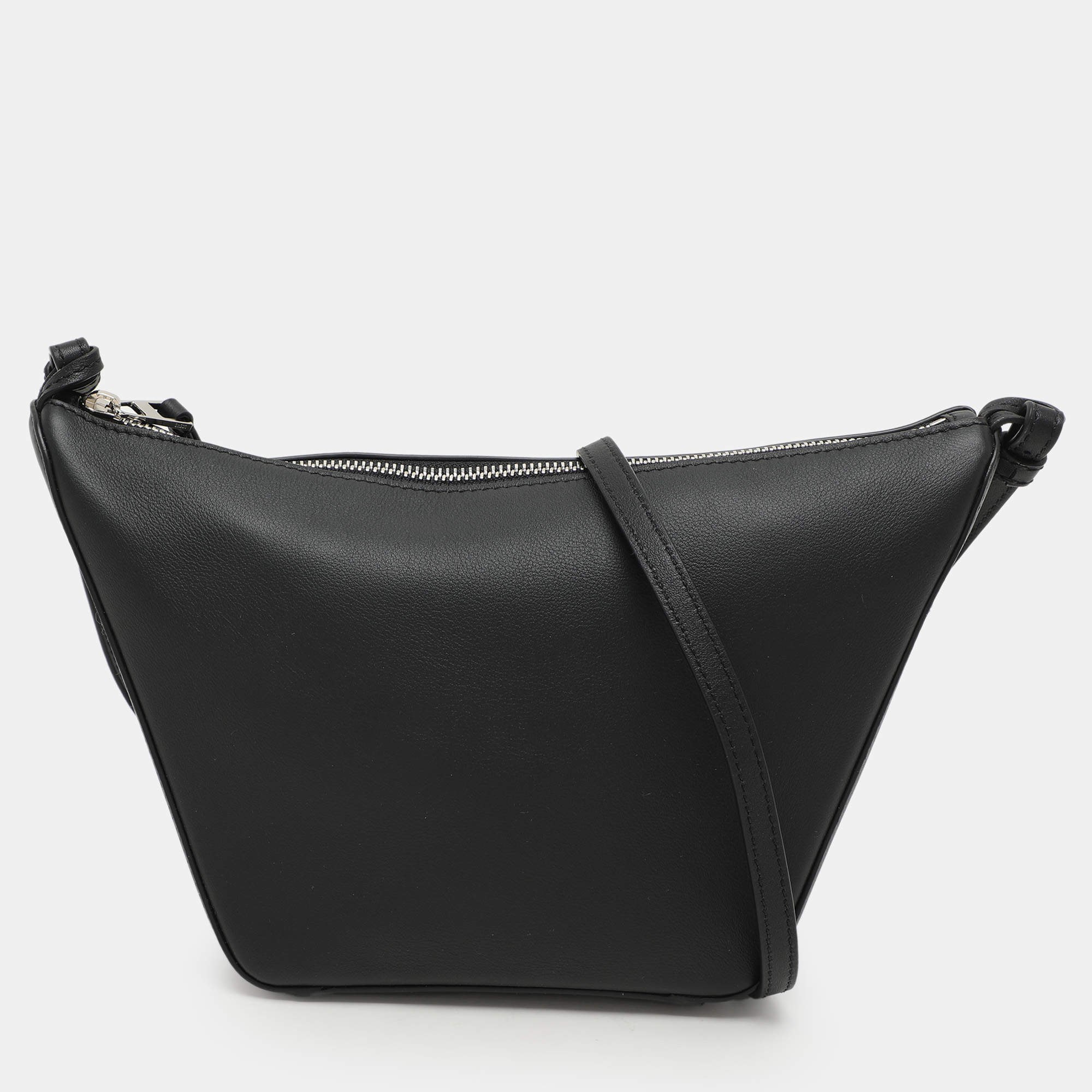 Pre Owned Loewe Black Leather Mini Hammock Crossbody Bag