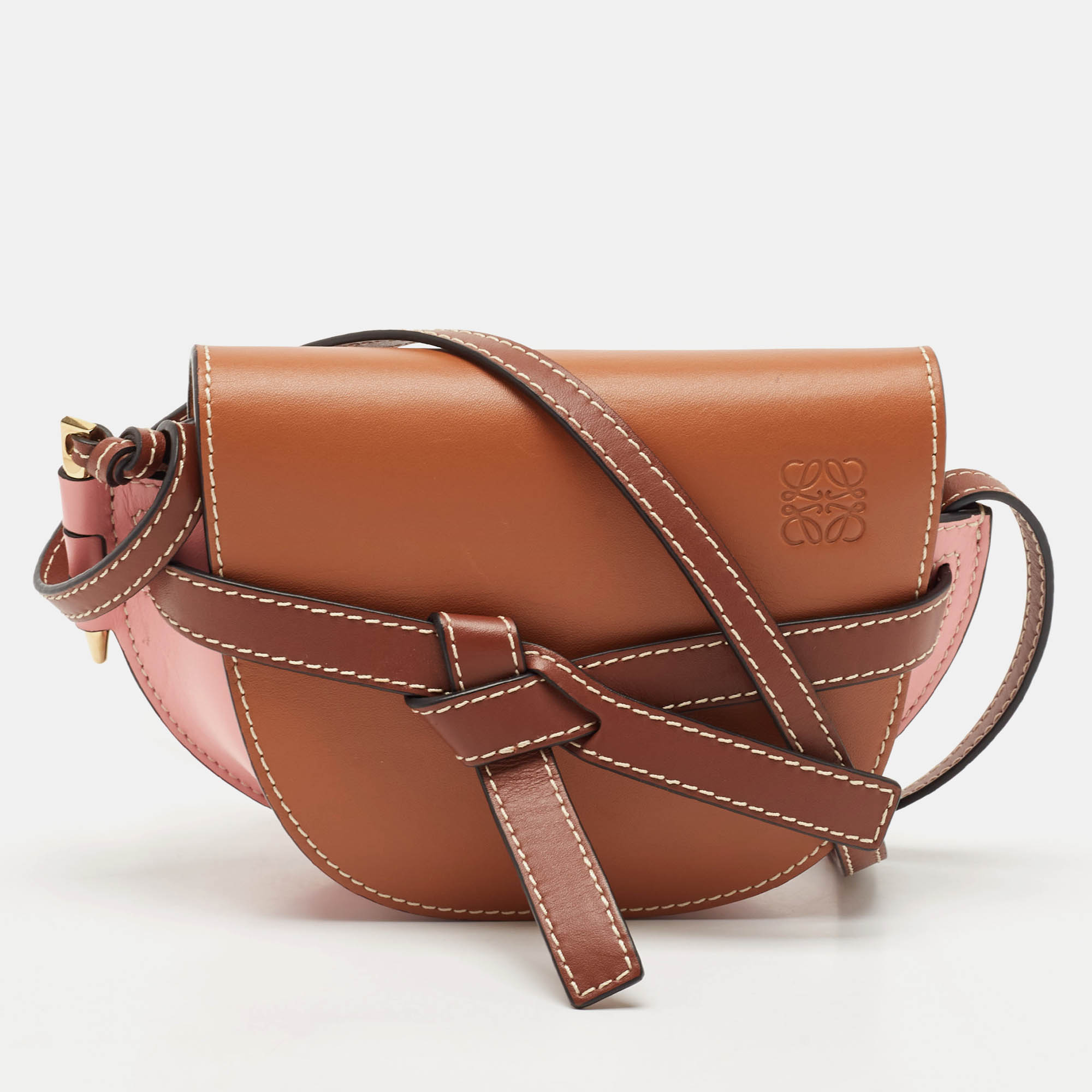 Pre Owned Loewe Tricolor Leather Mini Gate Crossbody Bag