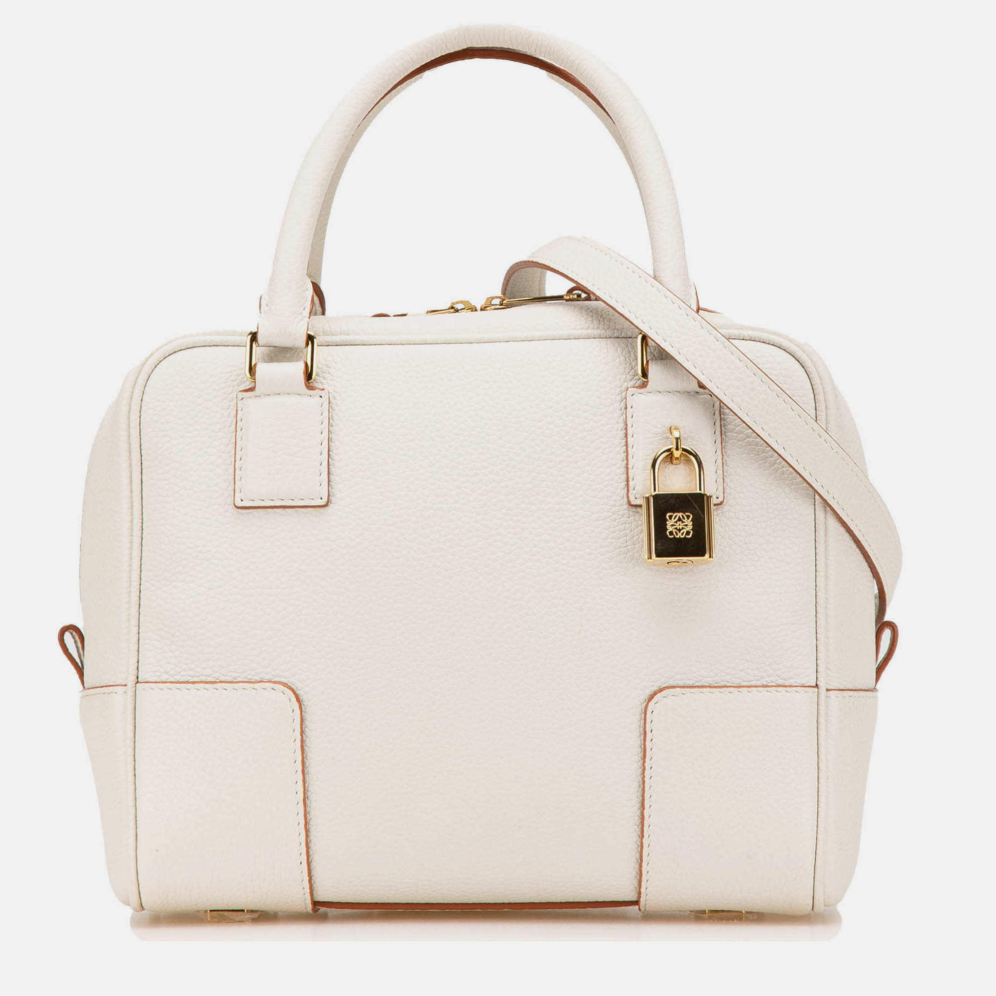Loewe White Leather Amazona Square 19 Shoulder Bag