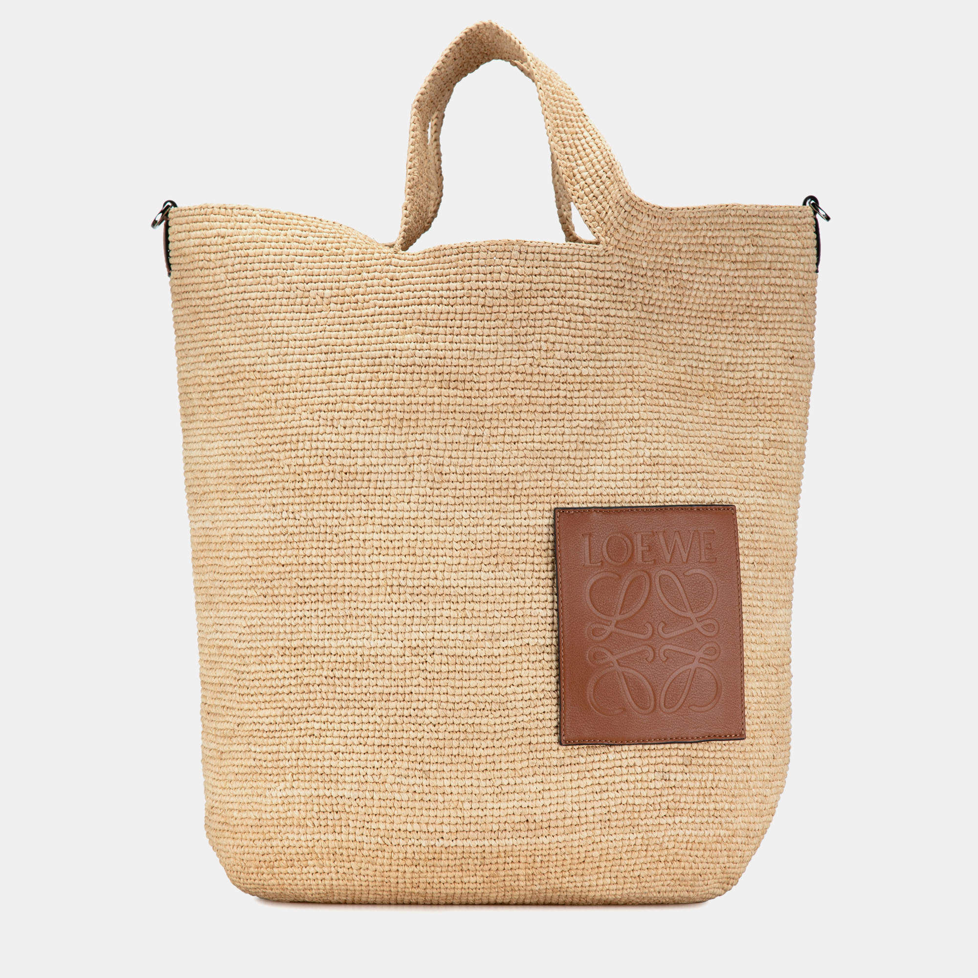 Loewe Beige Large Raffia Slit Satchel