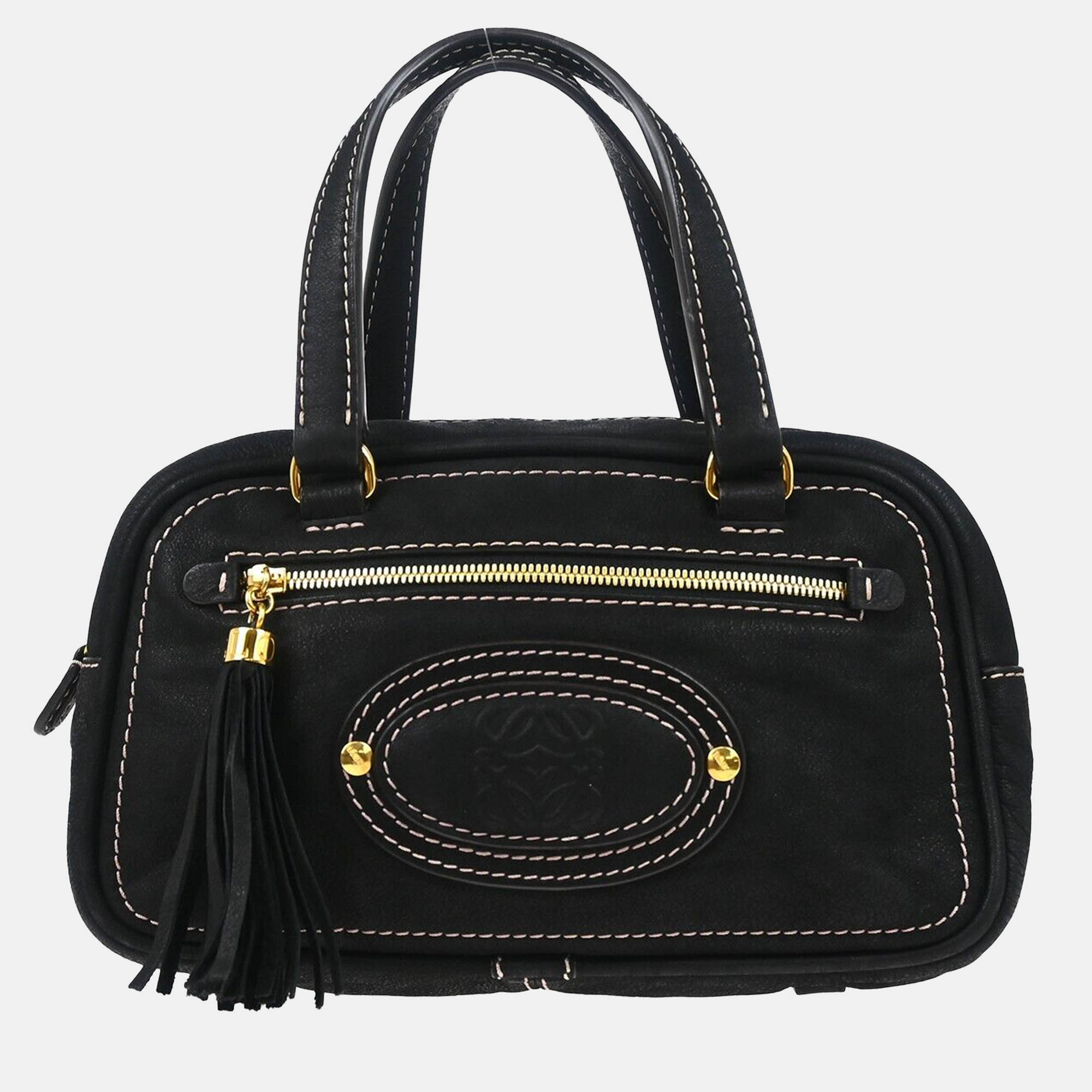 Loewe Black Leather Madrid Handbag