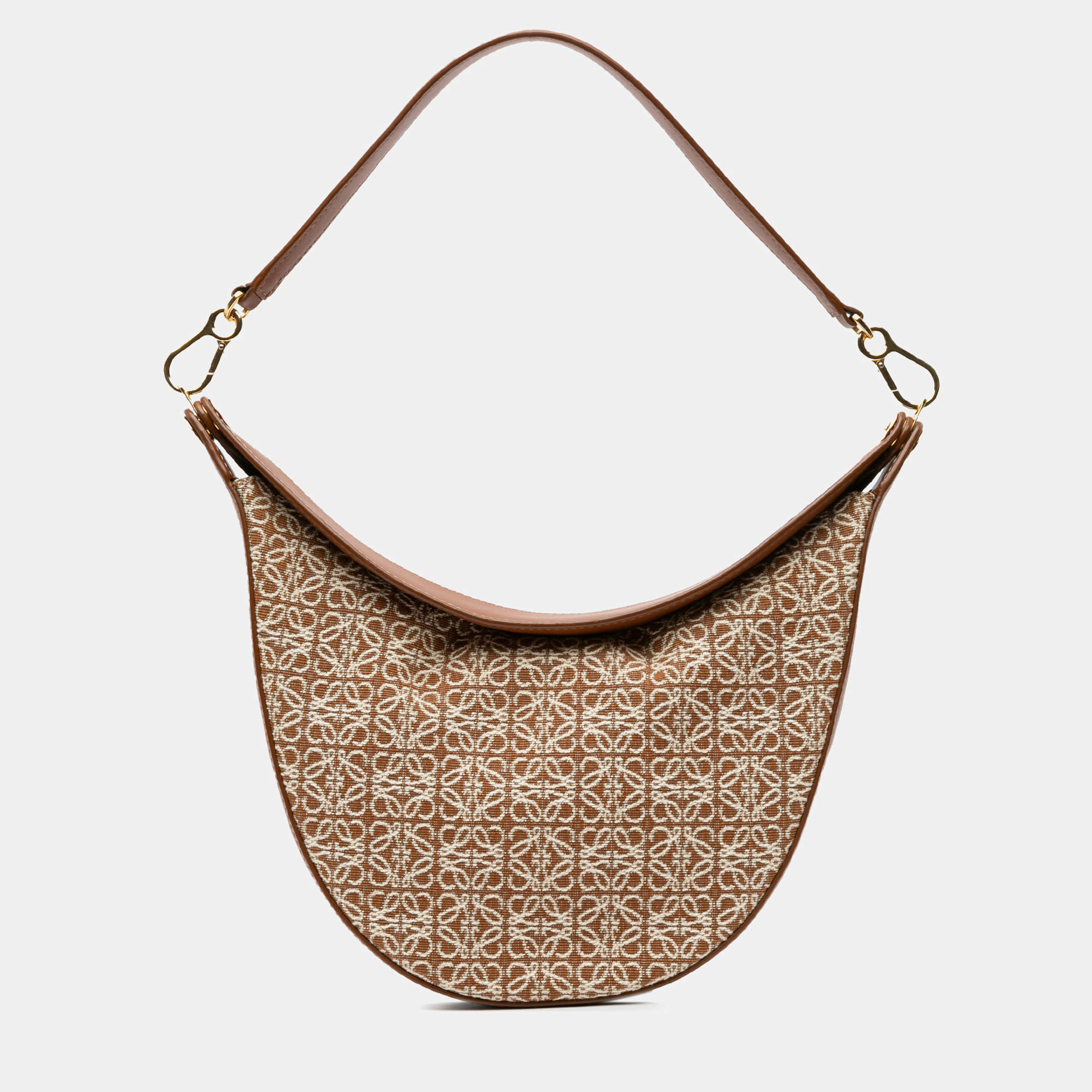 Loewe Brown Anagram Canvas Luna Hobo