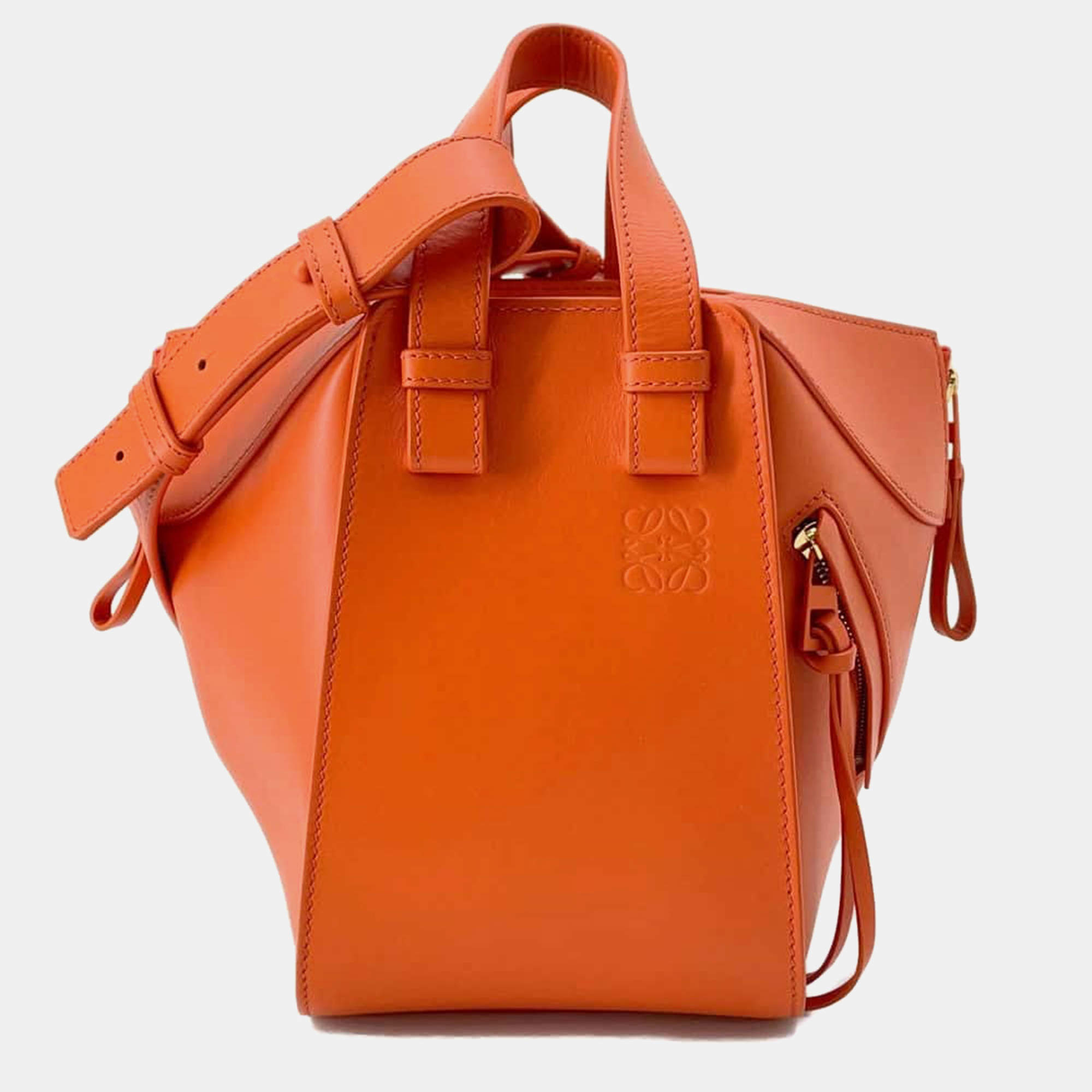 Loewe Orange Leather Hammock Compact Shoulder Bag 