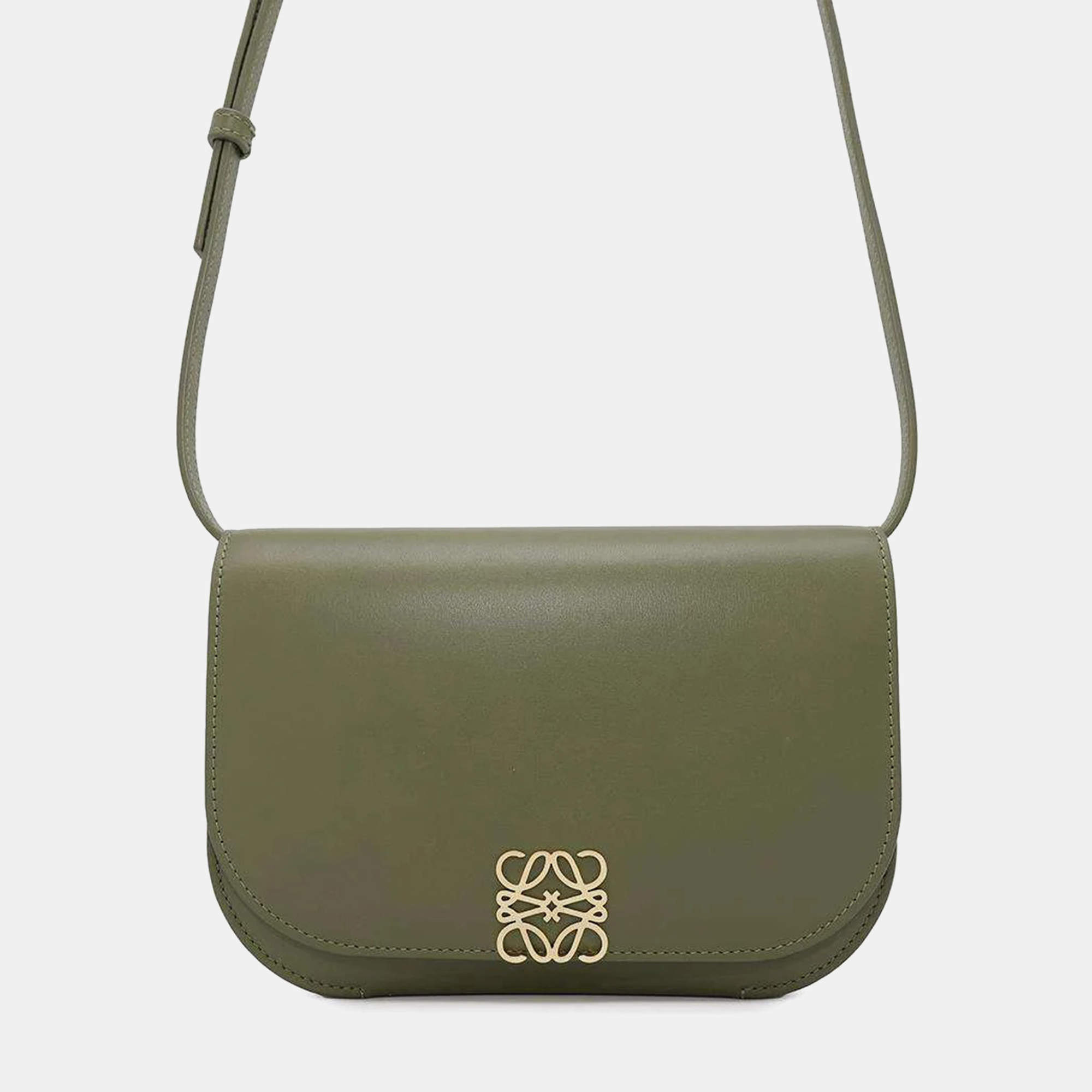 Loewe Green Leather Goya Accordion Shoulder Bag 