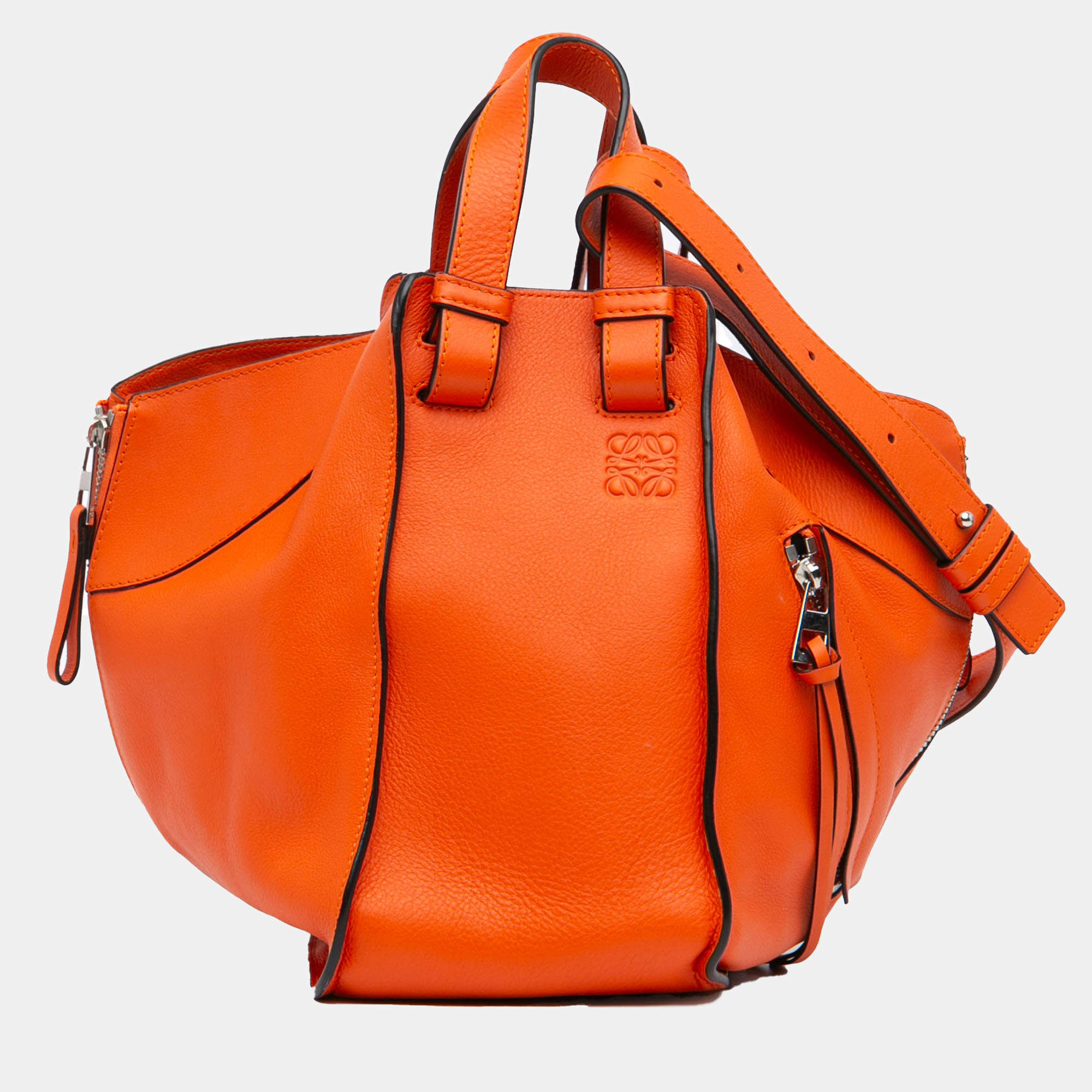 Loewe Orange Small Leather Hammock Satchel