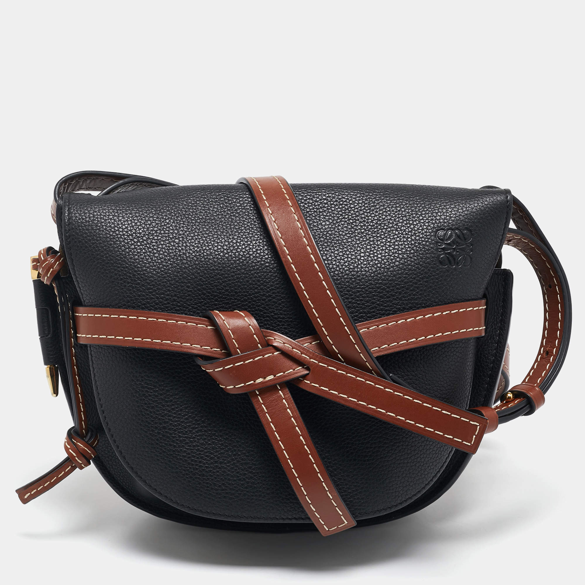 Loewe Black/Brown Leather Gate Shoulder Bag