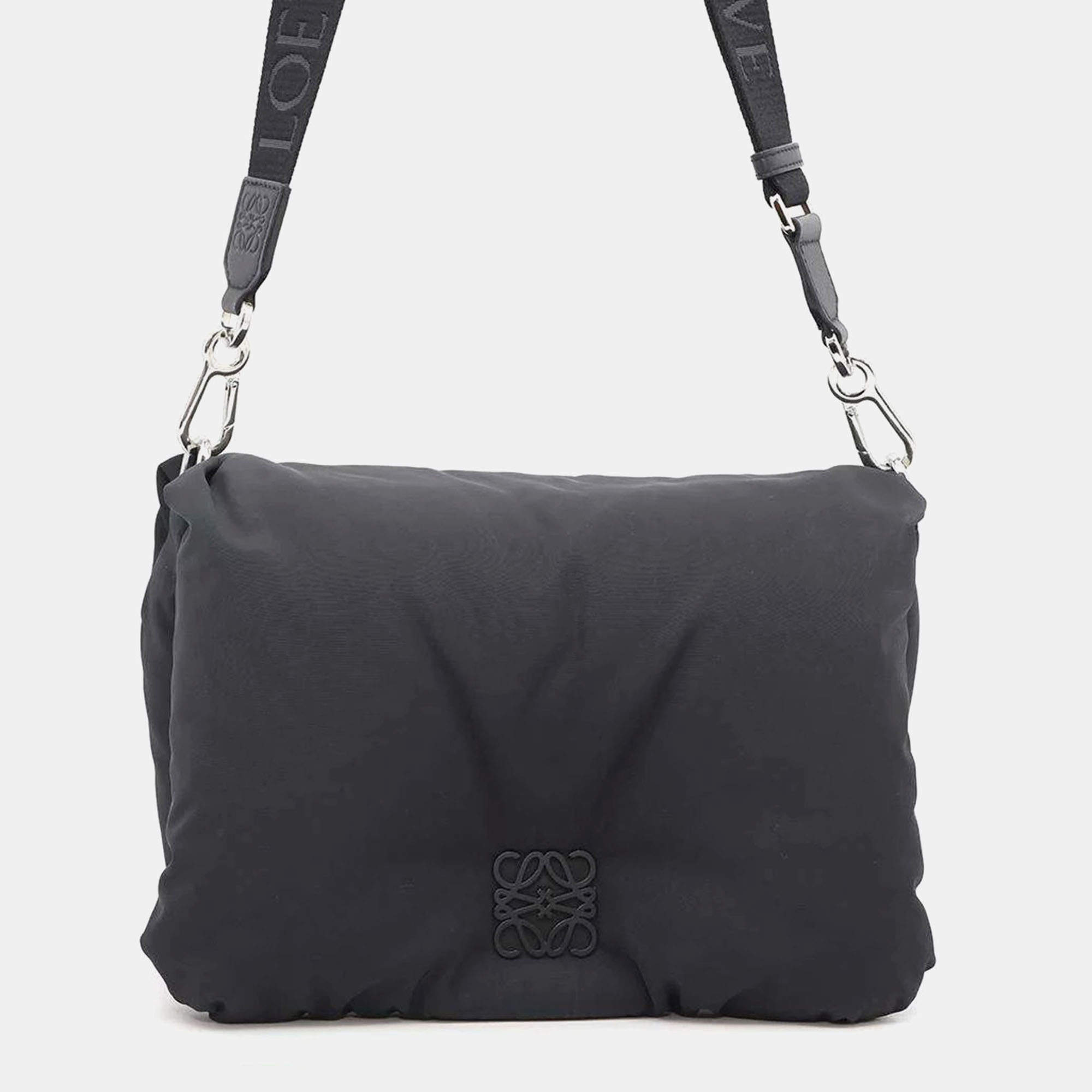 Loewe Black Nylon Goya Puffer Shoulder Bag