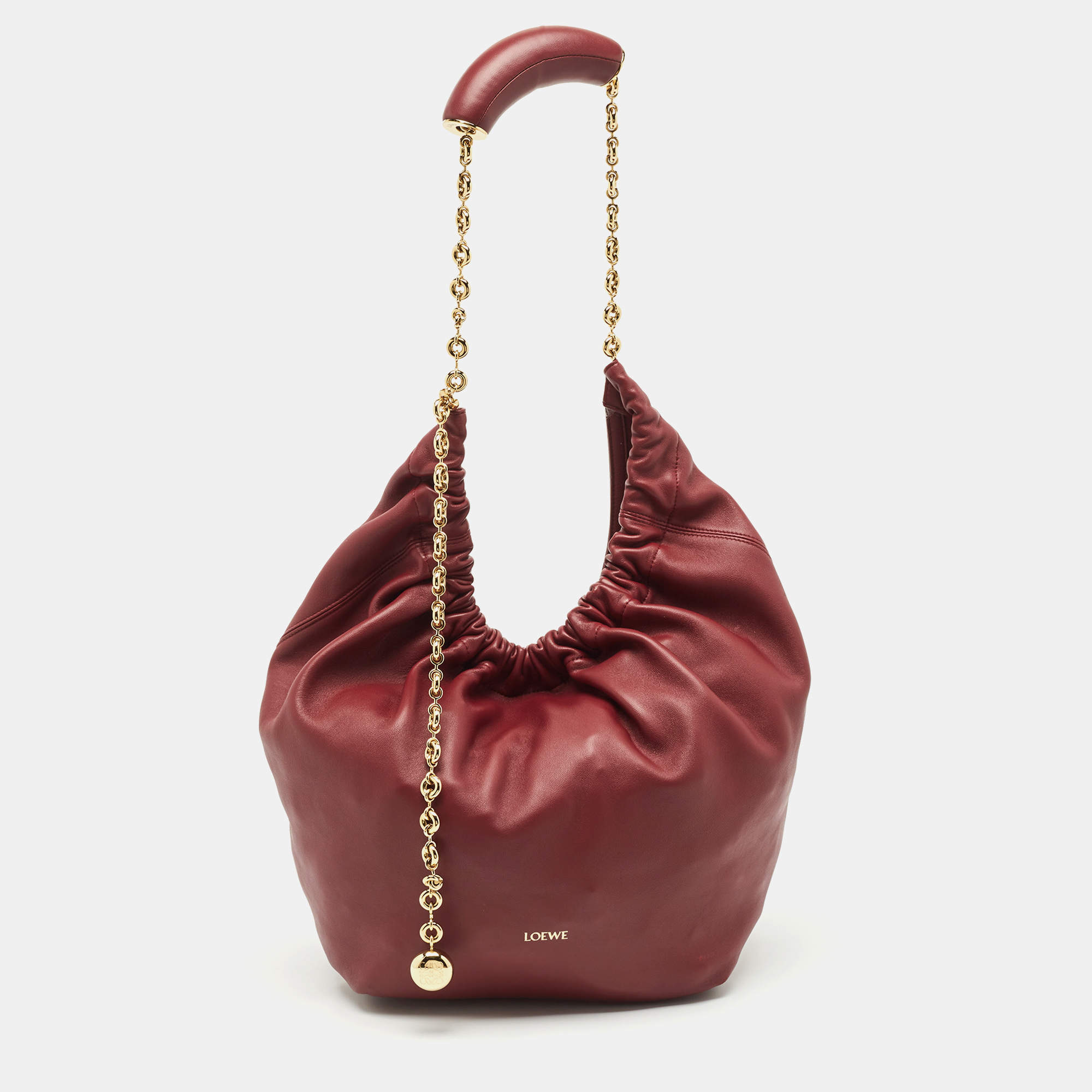 Loewe Burgundy Leather Medium Squeeze Shoulder Bag