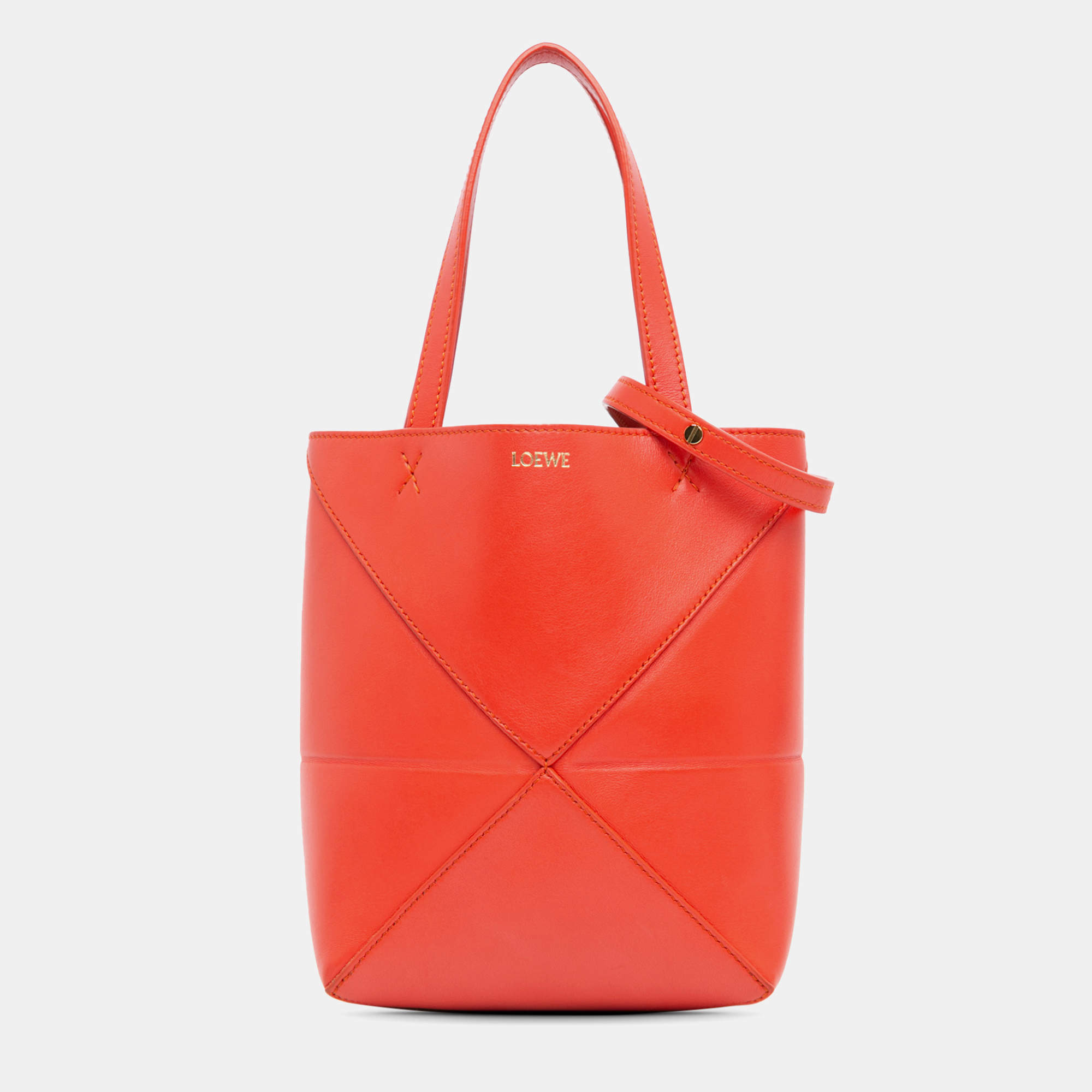 Loewe Red Mini Calfskin Puzzle Fold Tote