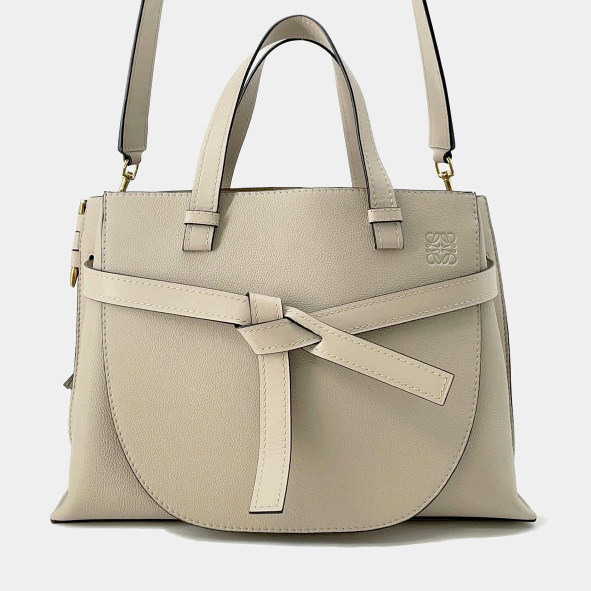 Loewe Gate Top Handle Tote Bag Beige Leather