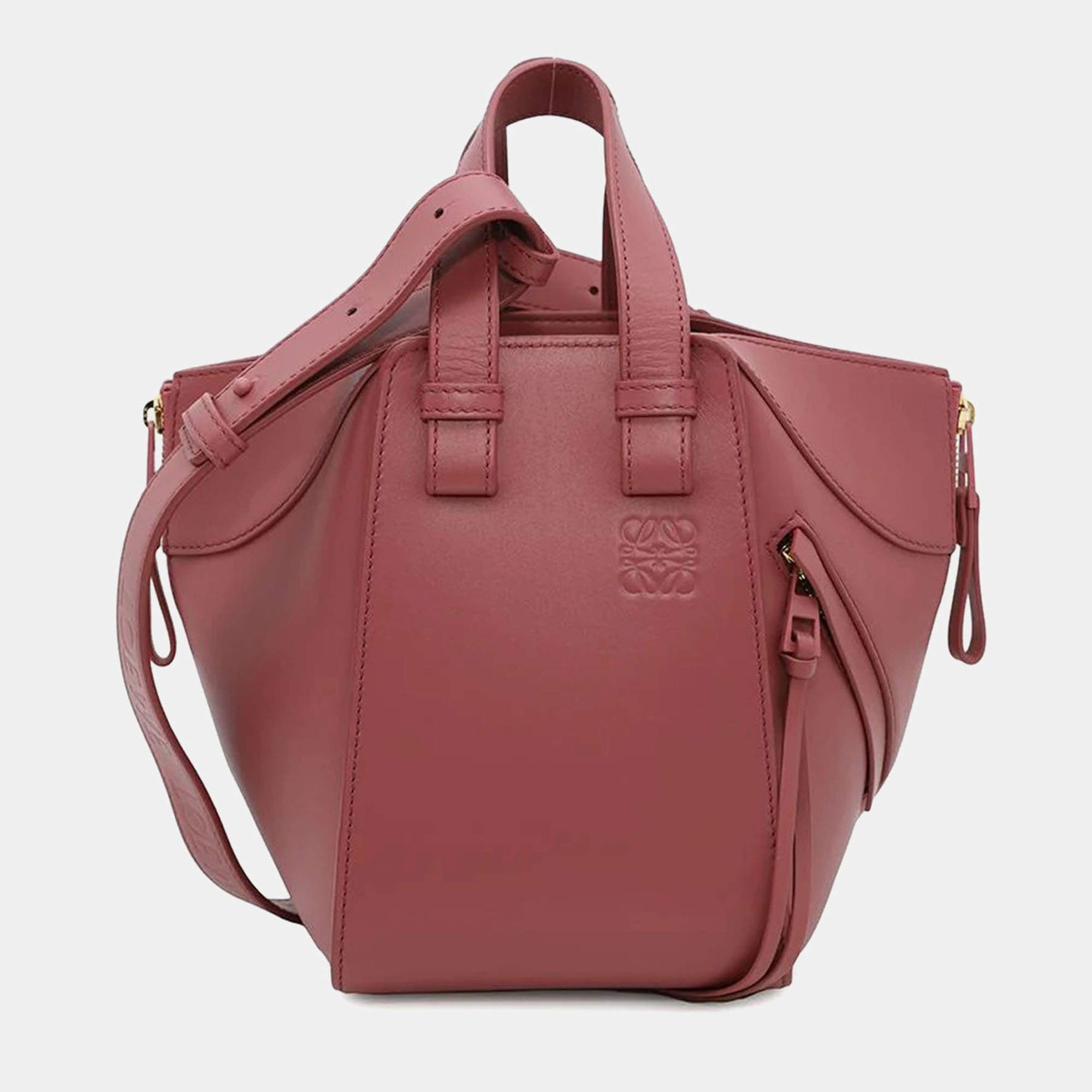  Loewe Plum Rose Leather Hammock Compact Bag