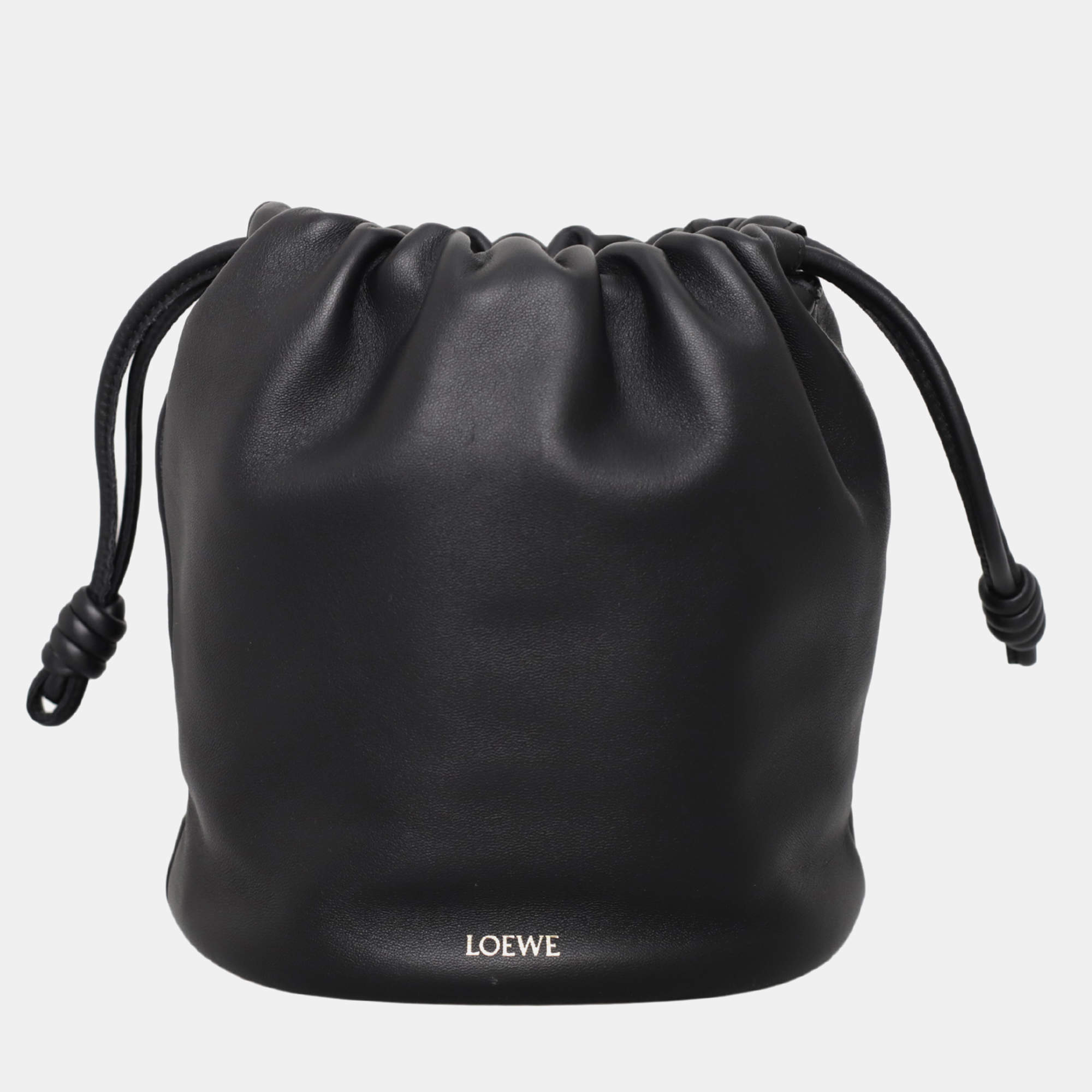 Loewe Black Leather Flamenco Small Bucket Bag