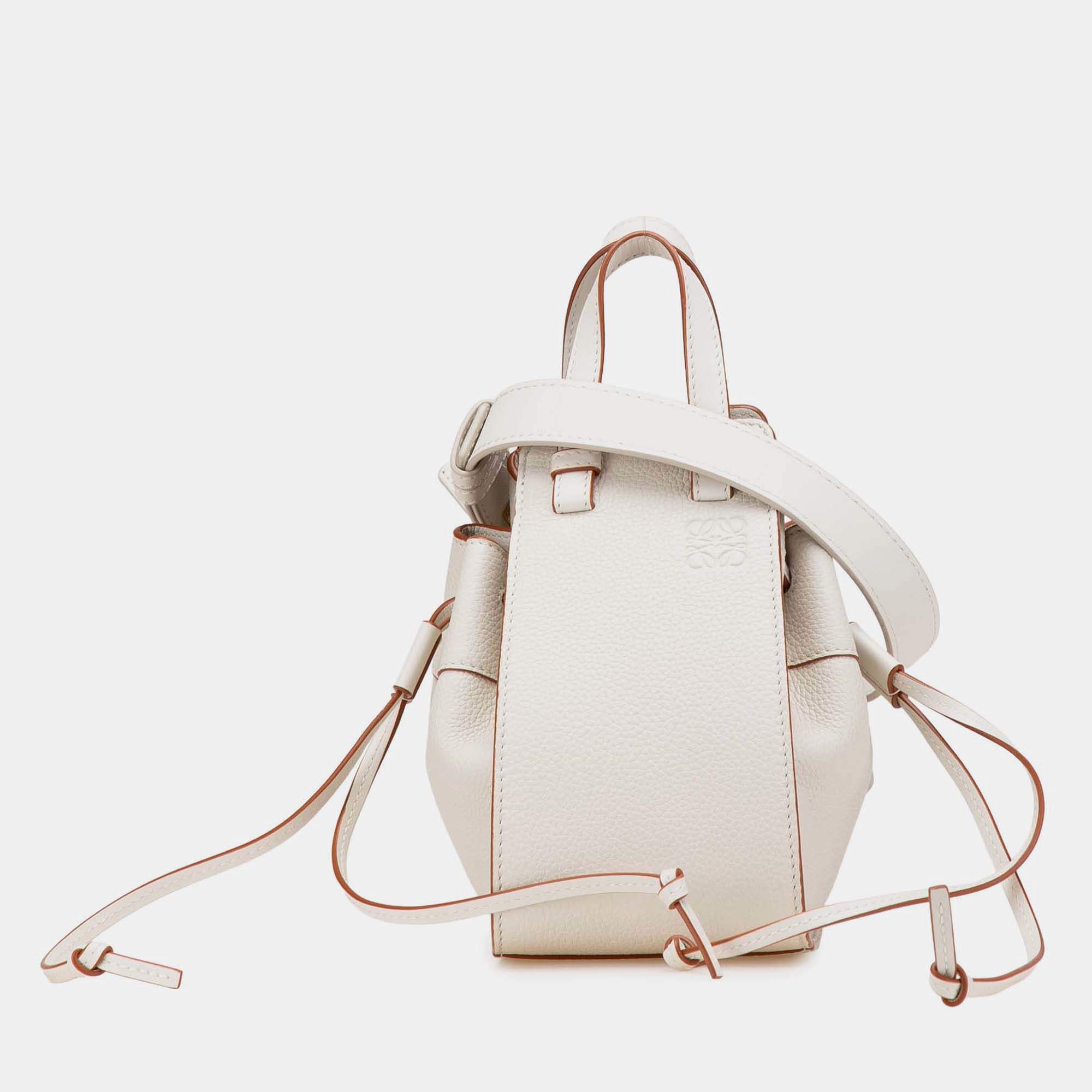 Loewe White Mini Grained Calfskin Hammock Bag