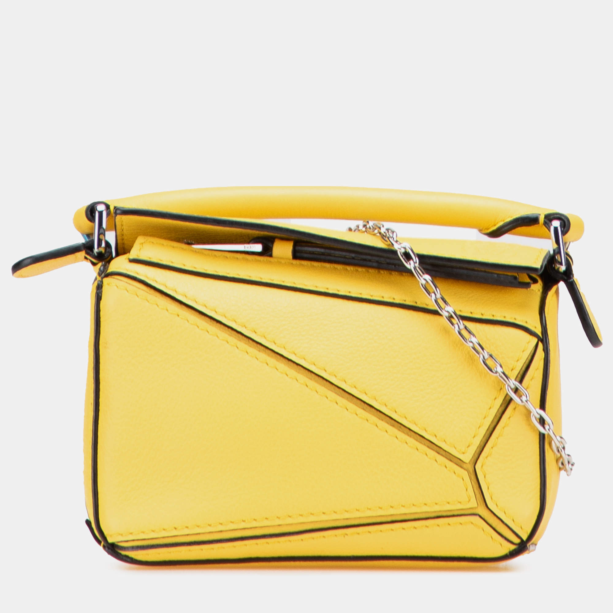 Pre Owned Loewe Yellow Nano Calfskin Puzzle Satchel