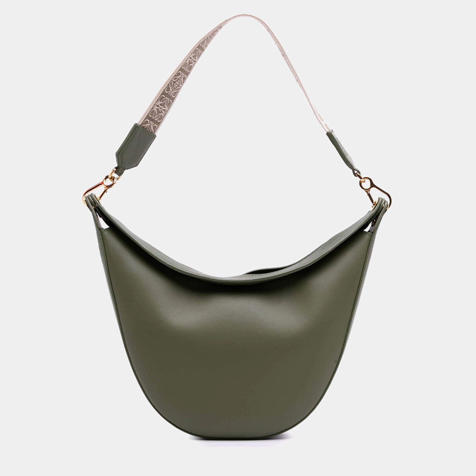 Pre Owned Loewe Green Small Leather Luna Hobo