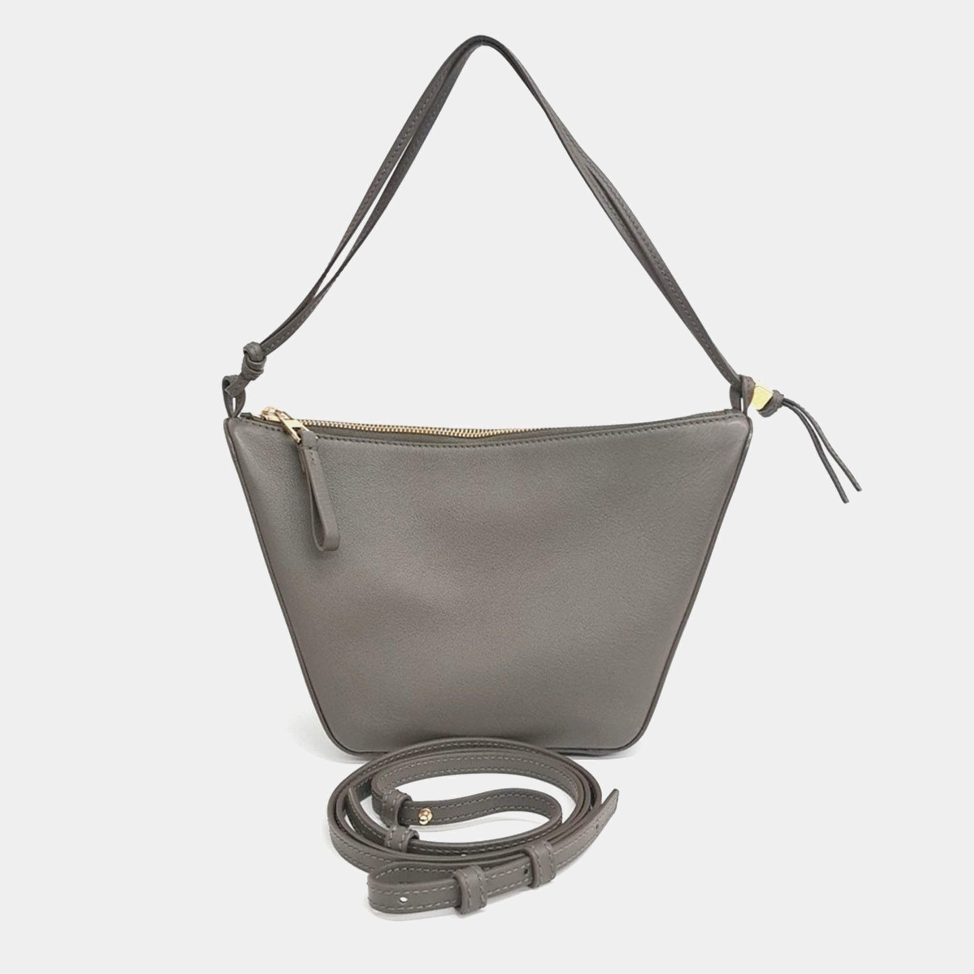Pre Owned Loewe Brown Leather Mini Hammock Hobo Bag