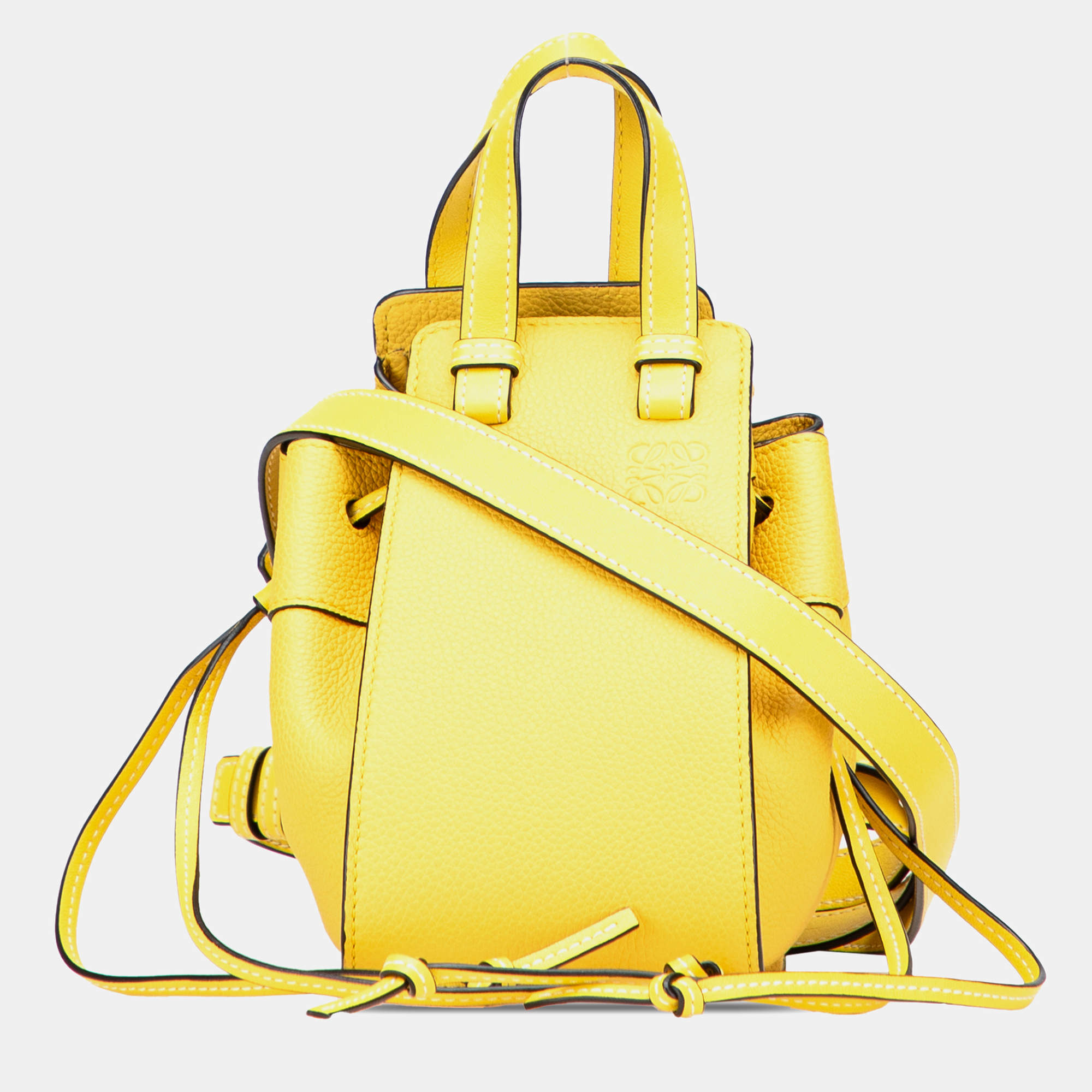 Pre Owned Loewe Yellow Mini Grained Calfskin Drawstring Hammock Bag